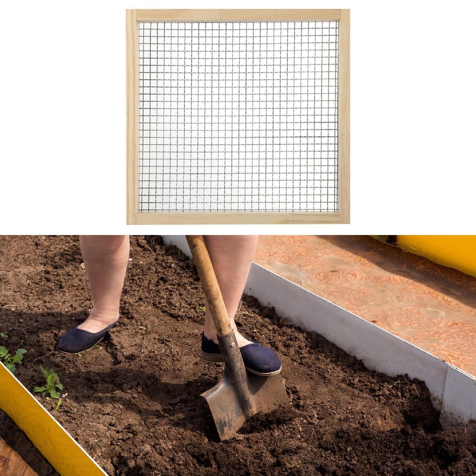 Setaccio per Terriccio da Giardino in Legno, Strumento per Piantare con Setaccio, Diametro del Foro 5mm