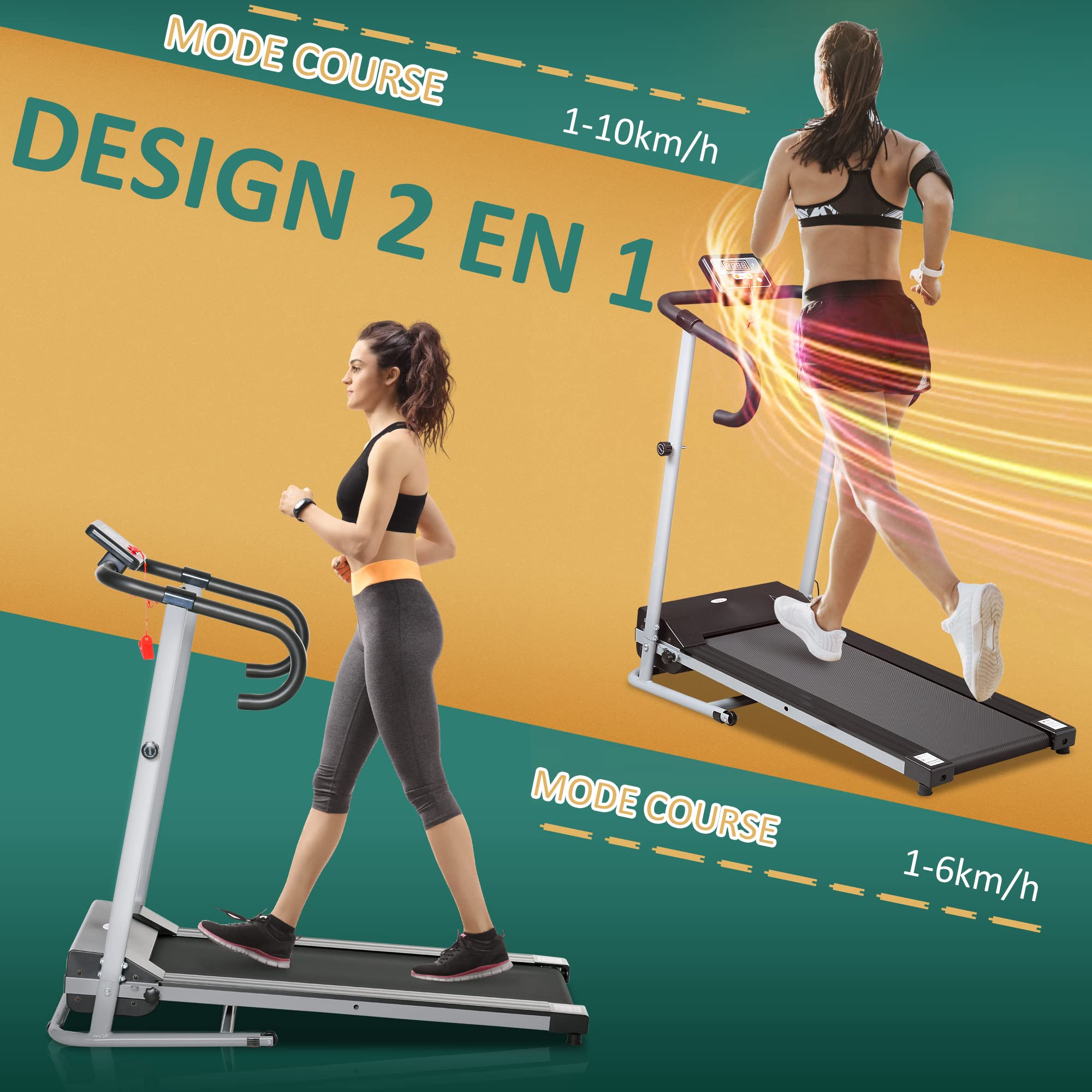 Tapis De Fitness/Yoga Pliable 5 Panneaux – Rembourrage EPE 3 Cm – 195x76 Cm – Multicolore Avec Poignée De Transport