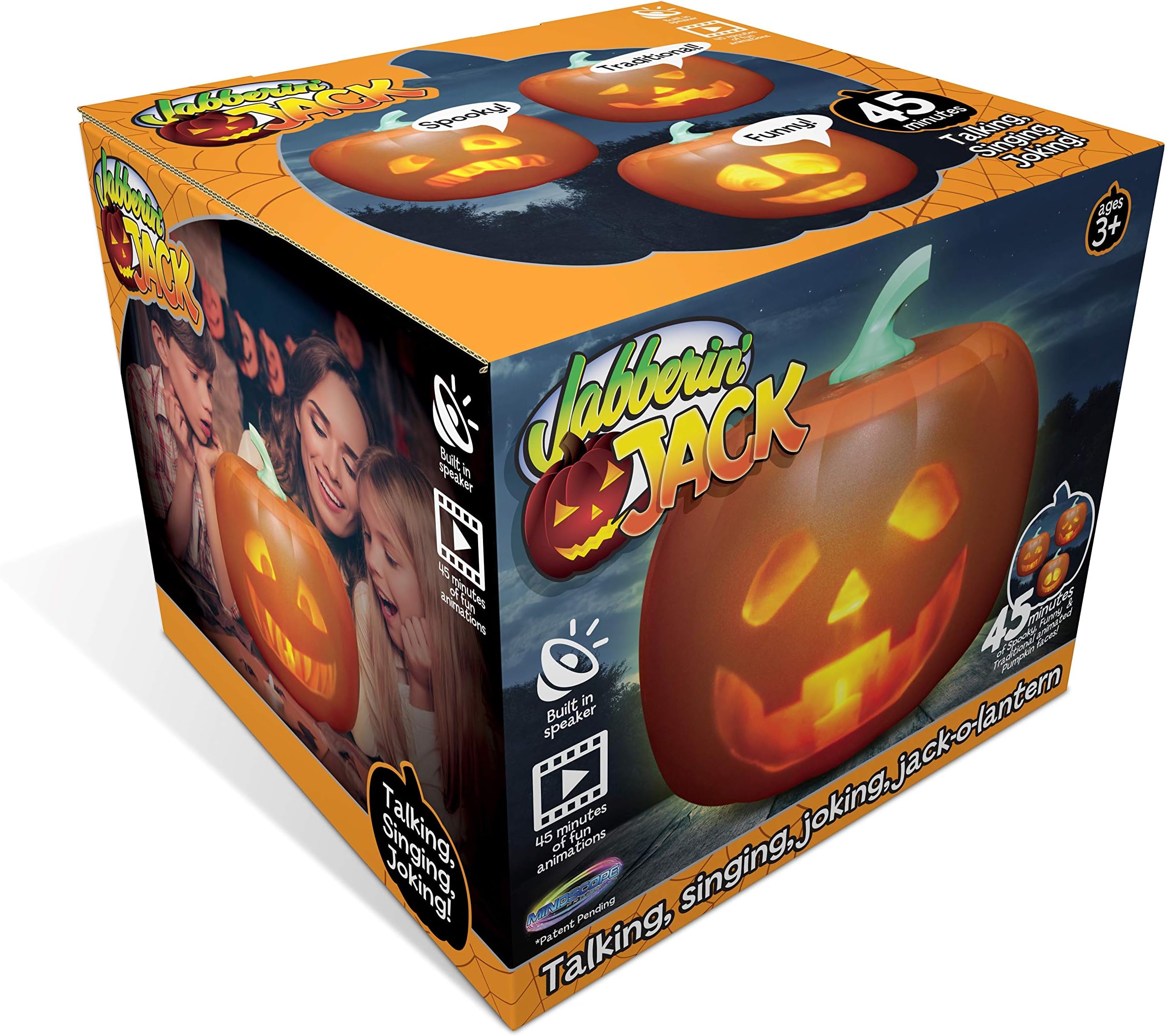 Mindscope Jabberin Jack Talking Animated Pumpkin with Built in Projector & Speaker Plug'n Play