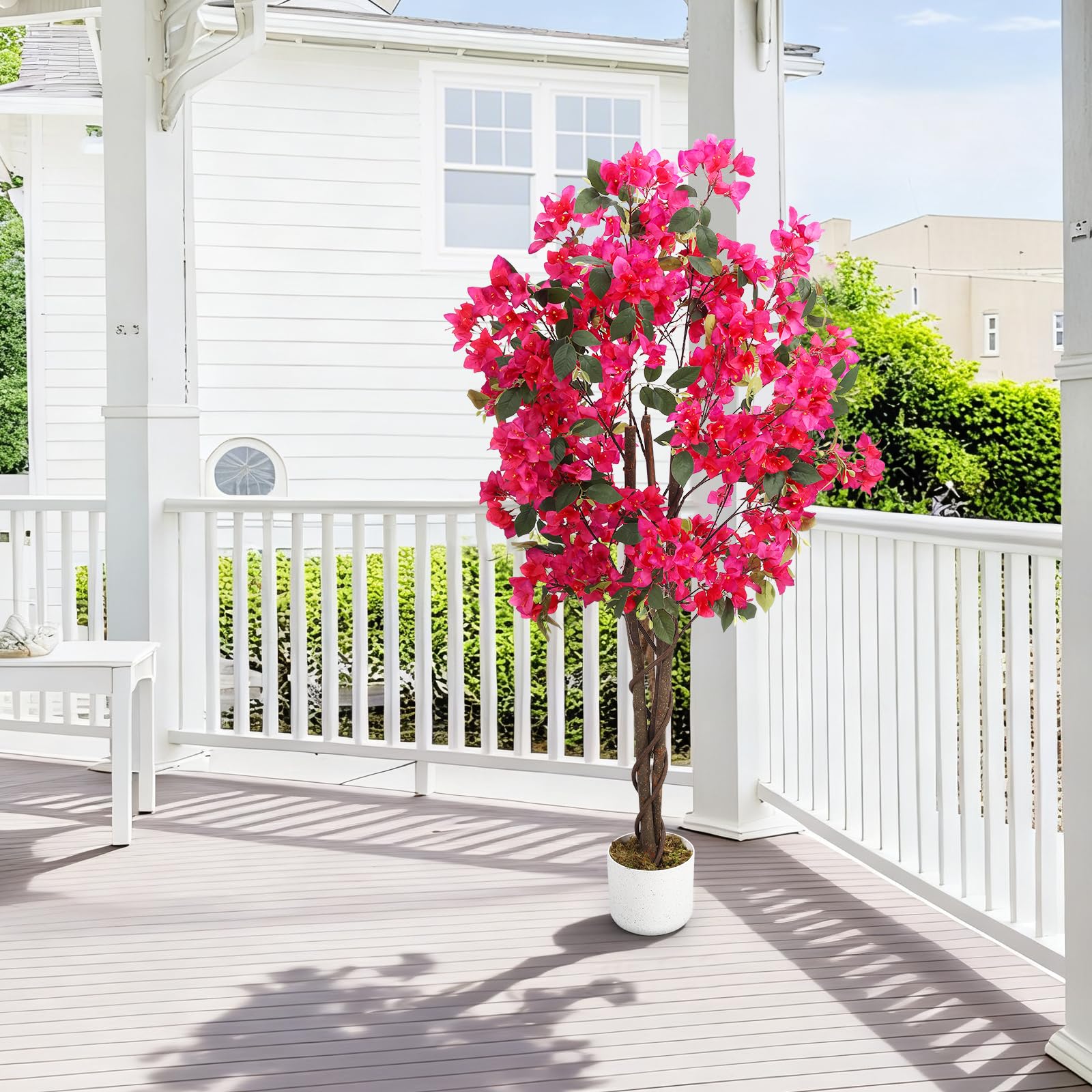 GarveeLife Planta Artificial Bouganvillas Árbol Buganvillas Artificiales Resistente al Invierno Planta 120 cm/150 cm Flores Árbol Artificial En Maceta