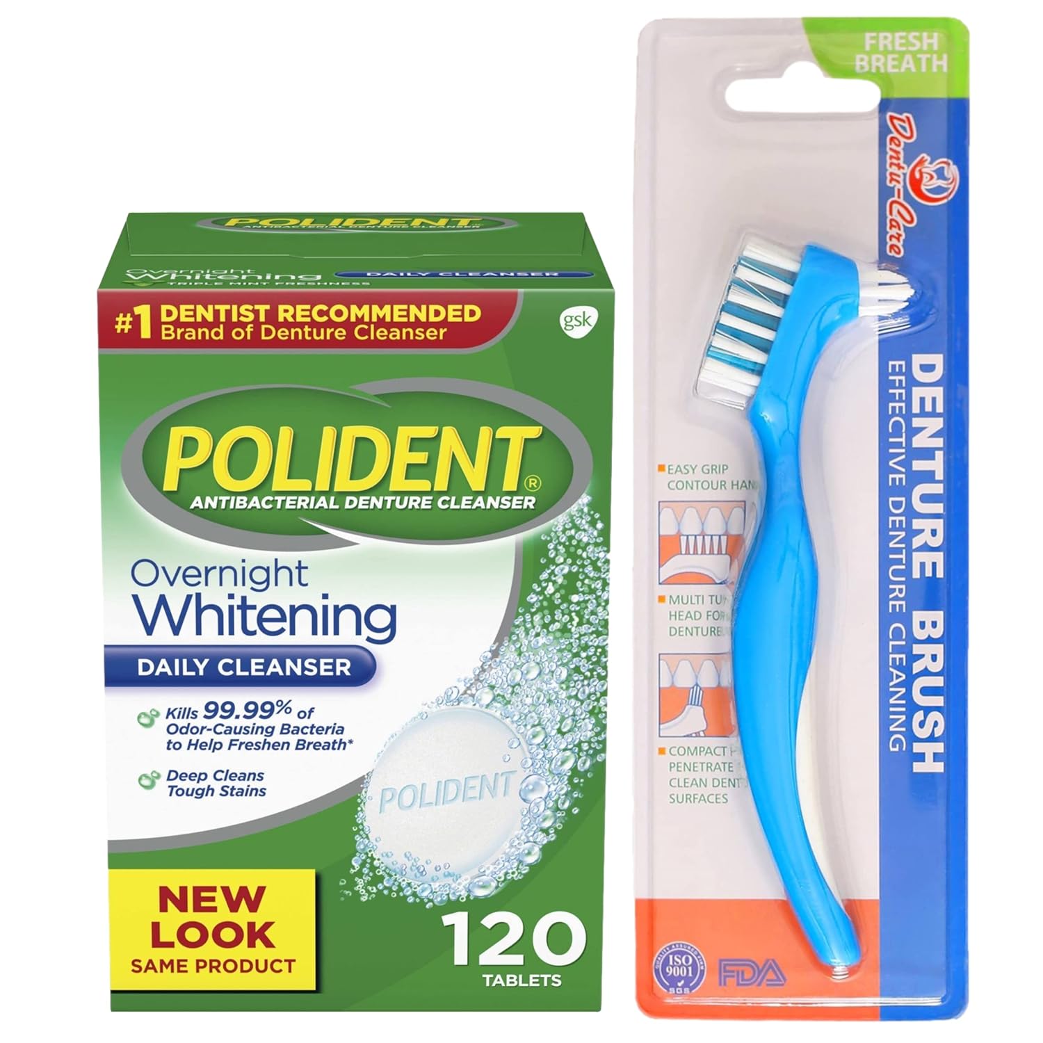 Polident Overnight Whitening 120 Tablets Easily Remove