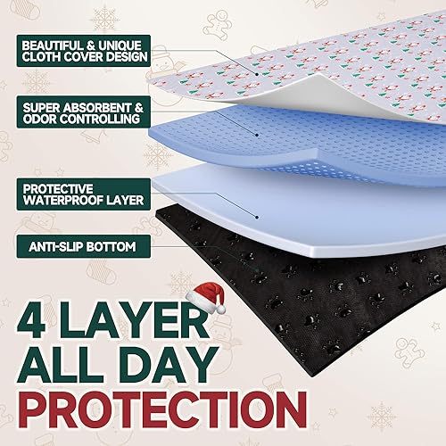 Miniatura 2 de Aitmexcn Almohadilla lavable de Navidad para perros, 2 almohadillas de Navidad de 31 x 36 pulgadas, súper absorbentes, reutilizables, almohadillas