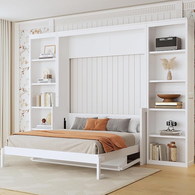 SOFTSEA Queen Size Murphy Bed with Desk