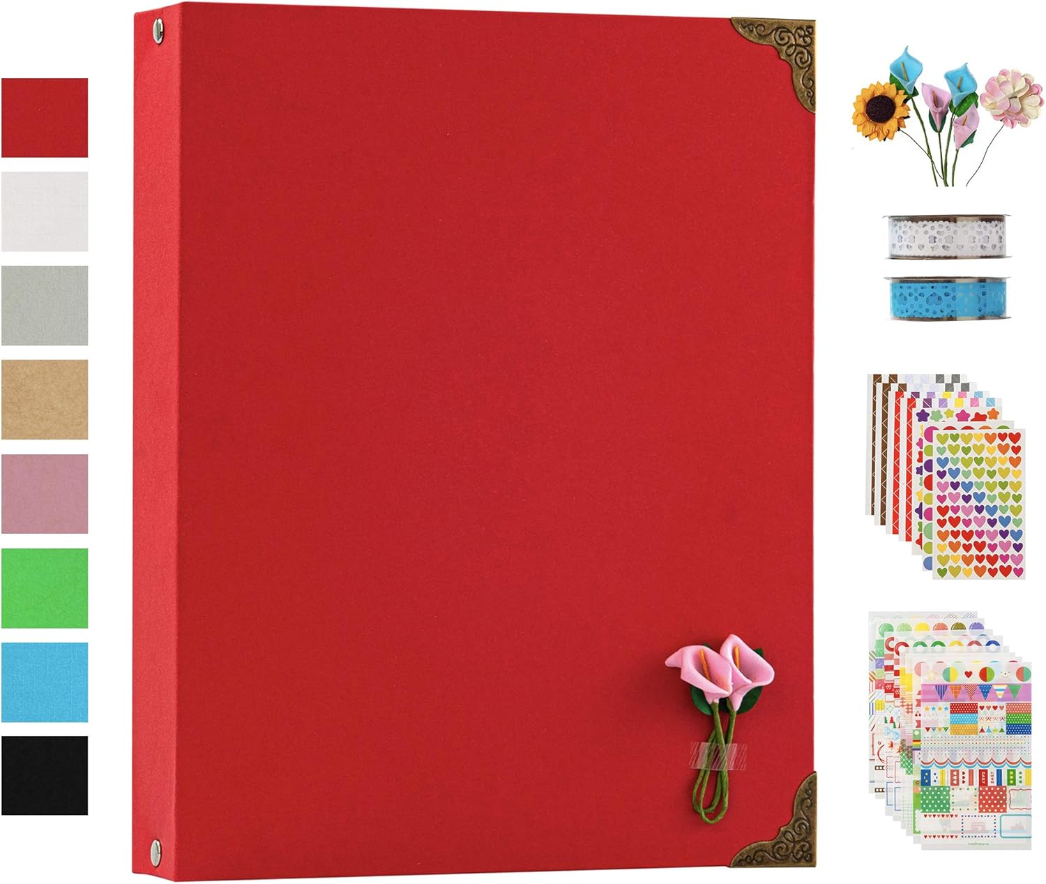 11 x 8.5 Inch DIY Scrapbook Photo Album 80 Pages Blank Scrapbook Paper with Scrapbooking Kits for Anniversary Wedding Valentines Day (Pink)