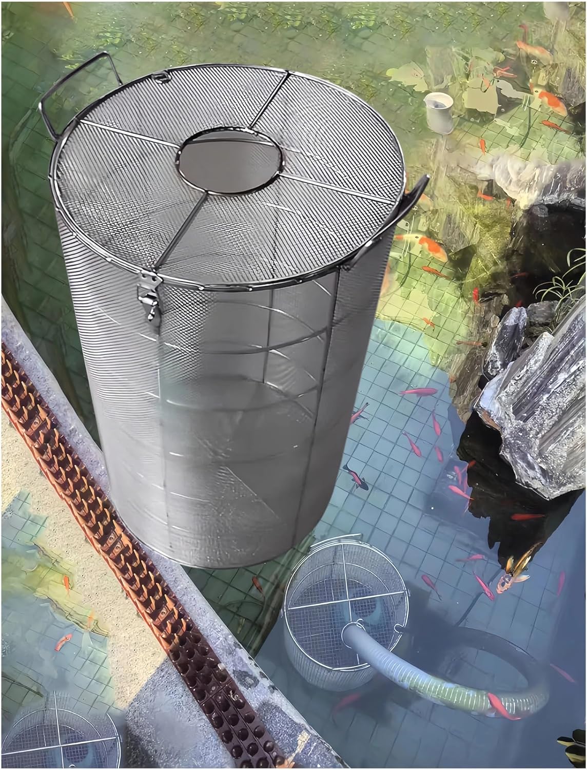 2mm Grid Stainless Steel Debris Screen, Anti-Clogging Pump Protection Cover with Snap Lock for Ponds, Rivers, and Wells (11.8x39.4in) - Durable & Effective Filtration Solution