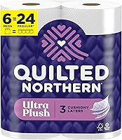 Quilted Northern Ultra Plush 3-Ply Toilet Paper, 6 Mega Rolls = 24 Regular Rolls, 3X Thicker, Ultra Soft & Low Lint