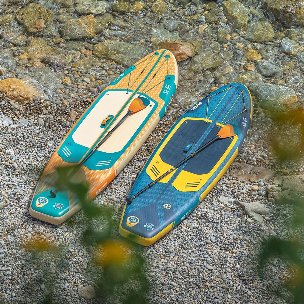 Coasto - Sup Stand Up nadmuchiwana wiosła Coasto Flip 11'5 - PB-CFLIP115-348x81x15cm Dropstitch Tkana - Kompletny pakiet: Wiosło Smycz Pompa Torba transportowa - Do 150kg - Pomarańczowy