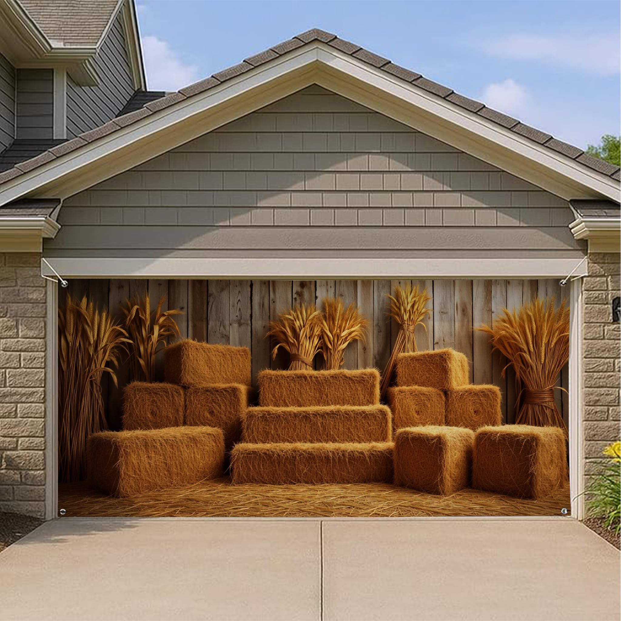 Décoration vintage de ferme avec blé pour façade et extérieur d'automne