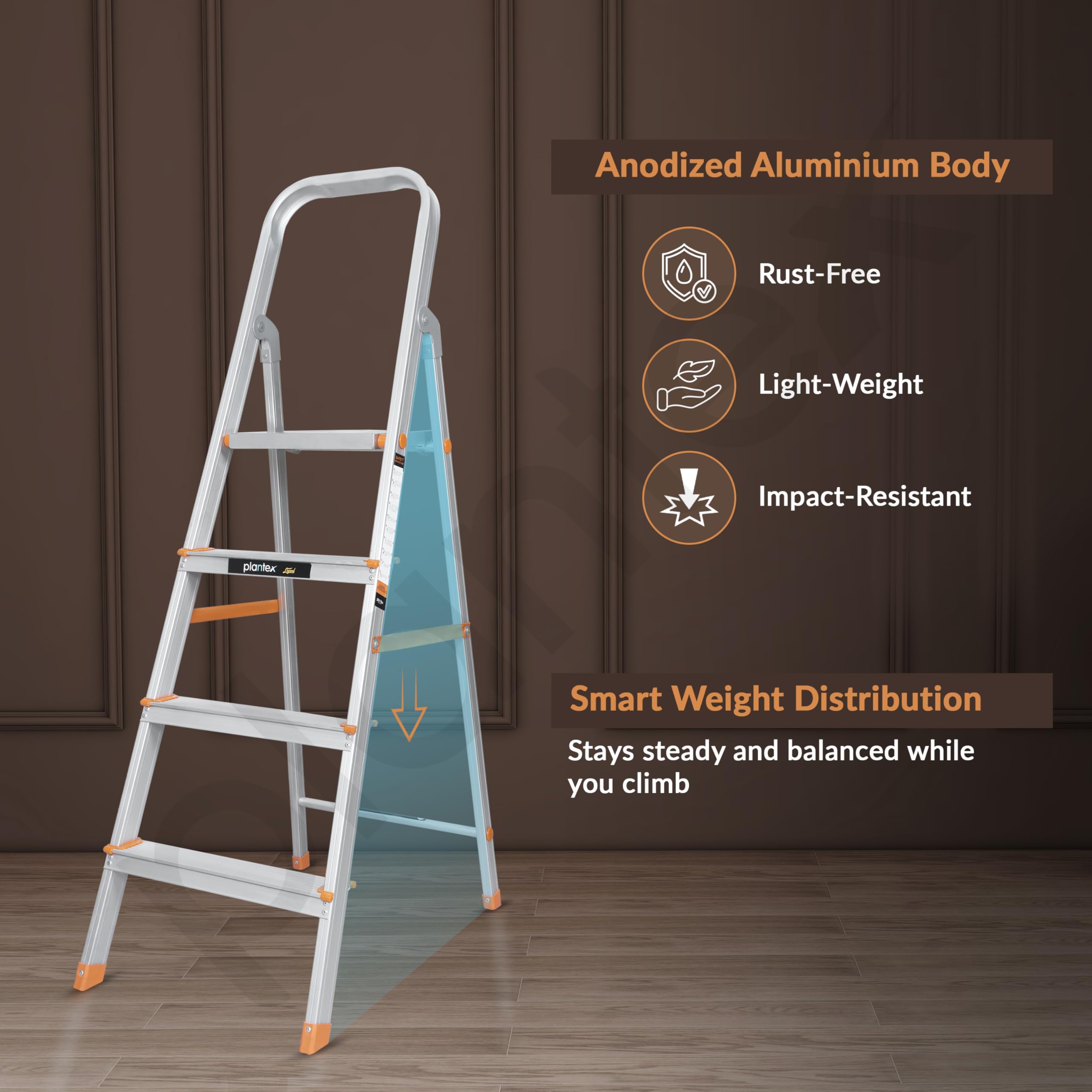 Plantex Legend 4 Step Ladder - Lightweight & Foldable -5