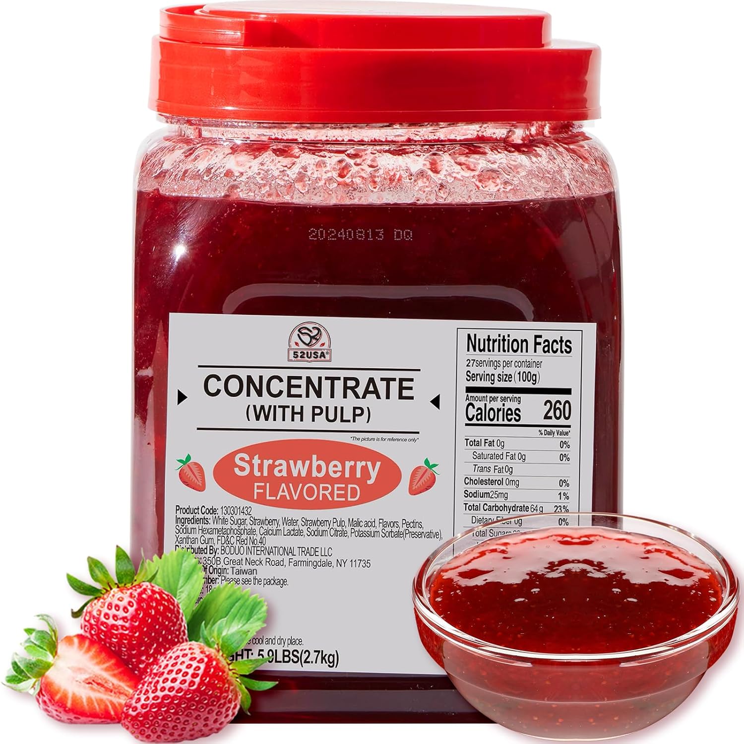 (BBD:7/6/26)52USA Strawberry Flavored Jam 2.7kg – Large Food Service Size, Sweet and Fruity Spread for Baking, Cooking & Breakfast