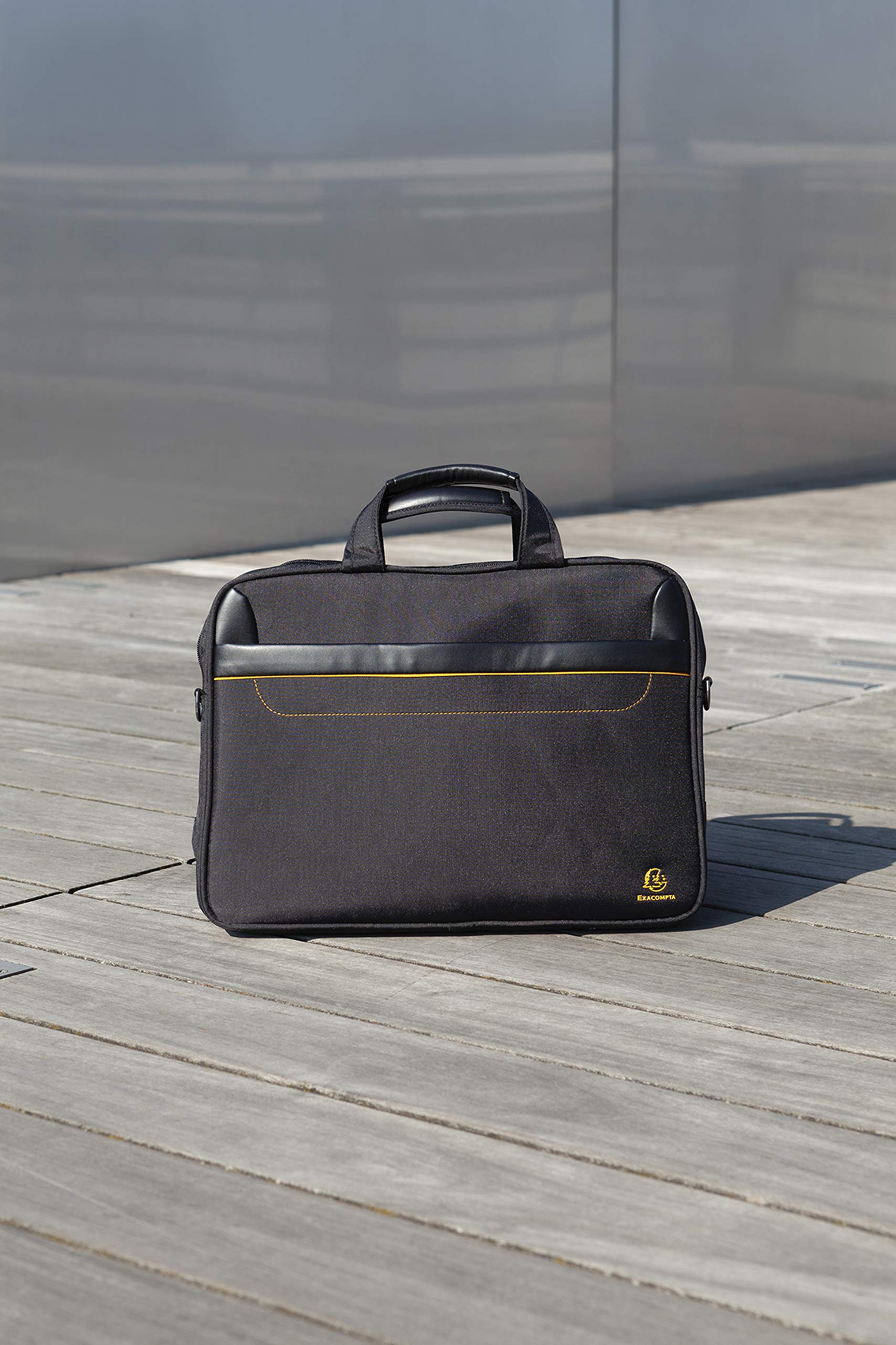 Exacompta 17434E Premium Laptop-Umhängetasche Exactive mit vielen Innentaschen wasserabweisend, passend für Laptops bis zu 15,6 ideal für Schule, Uni und Arbeit, schwarz