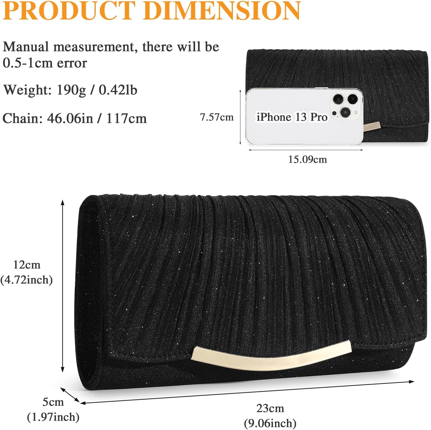 UBAYMAX Evening Bag Clutch Purses for Women Lady Girl Handbags Crossbody Bag Wedding Bag for Prom Party Wedding Engagement | Wedding Bag, for Prom Party, Wedding, Engagement - Image 4