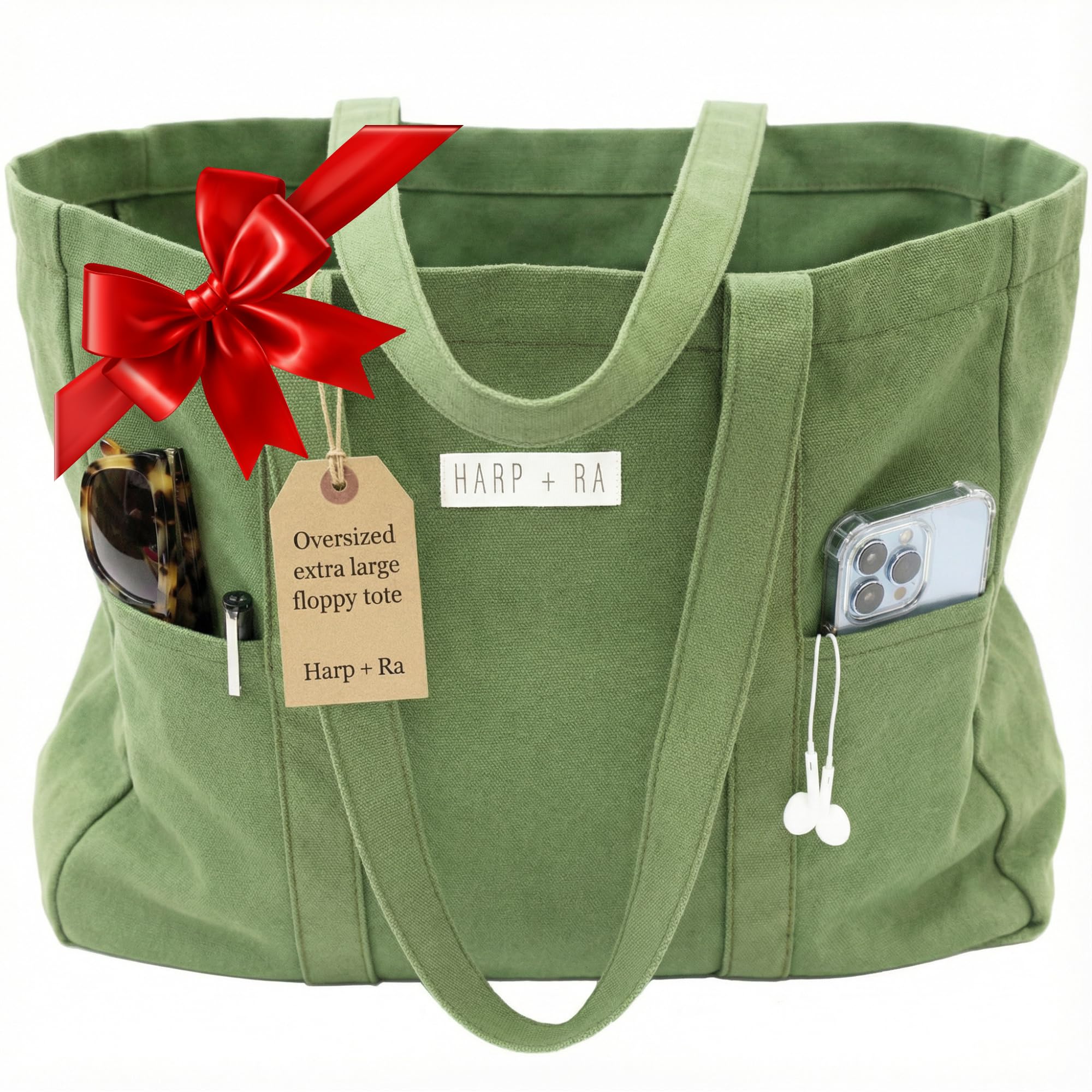 Harp and Ra Large Tote bag, Fashion meets sustainability with a reusable Organic Cotton Shoulder Tote with Handy Pockets