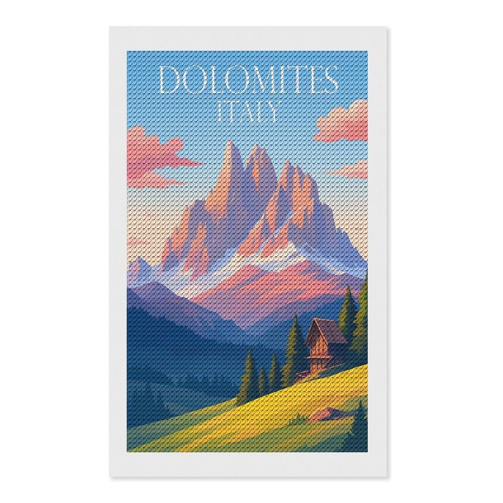 Junmoney Dolomites Italy Diamond Painting Set 12"x20", Neat Printed Canvas, with Tool Kit, Bedroom Decor, Gift Idea, Complete Accessories