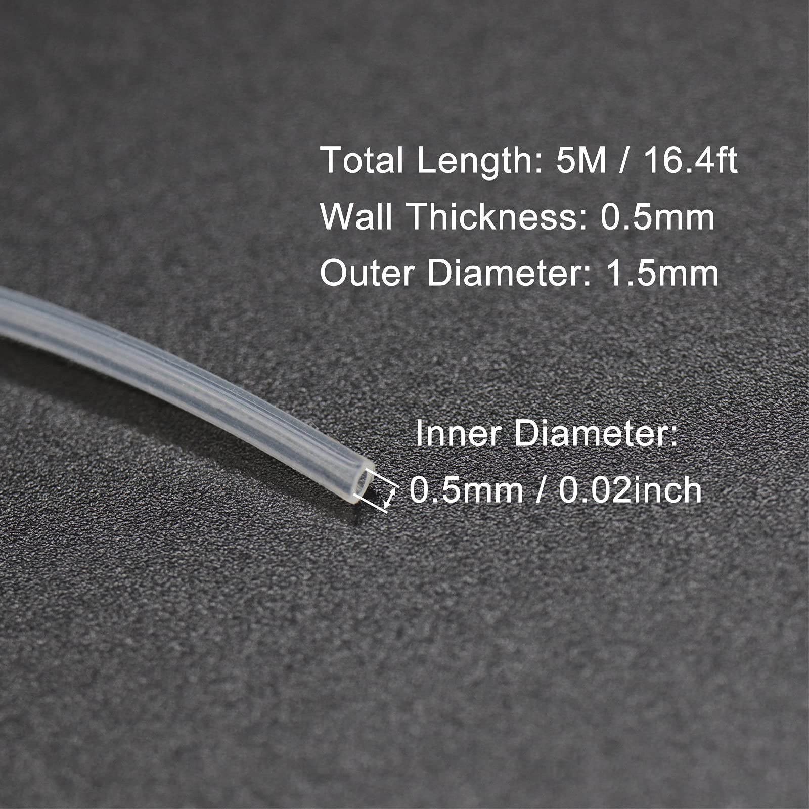 VictorsHome Silicone Tubing, 0.5mm ID x 1.5mm OD, 16.4ft (5m) Length, Flexible Silicone Rubber Tube Water Air Hose Pipe for Pump Transfer Transparent