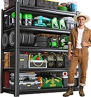 3000LBS Heavy Duty Garage Shelving Unit - Adjustable 5-Tier Metal Storage Shelves, 72"H x 46"W x 20"D, Easy Tool-Free Assembly for Garage & Basement