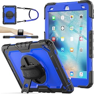 SEYMAC stock Case for iPad Air 3rd/ Pro 10.5'' 2019/2017 with Screen Protector, Pencil Holder [360 Rotating Hand Strap] &Stand, Drop-Proof Case for iPad Air 3rd/ Pro 10.5, Blue