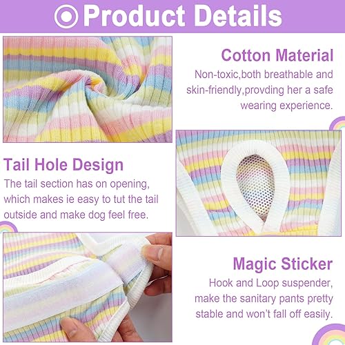 Miniatura 9 de QBLEEV Pañales para perras, bragas sanitarias lavables con tirantes ajustables, bragas reutilizables para perrito, ropa interior para mascotas,