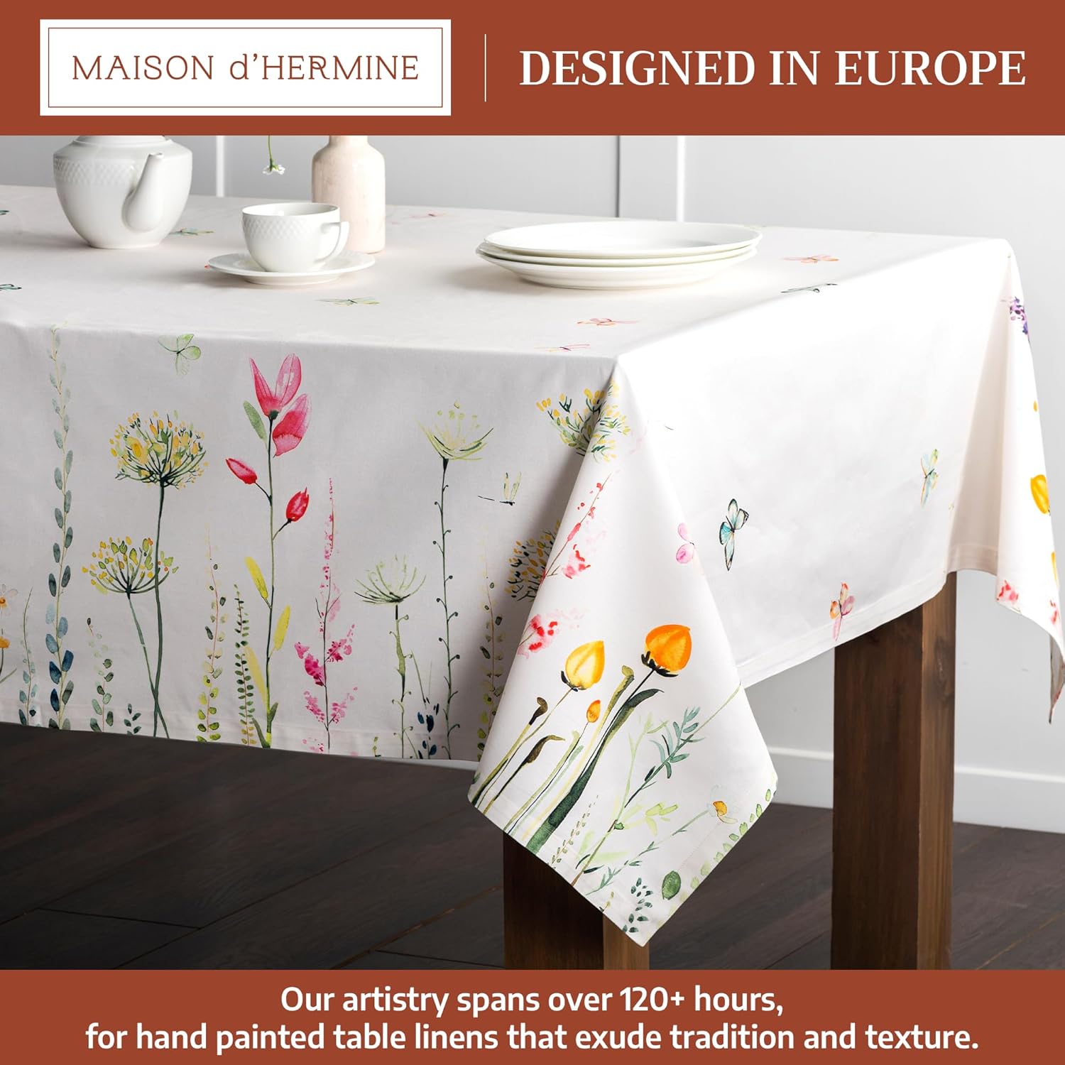 maison d' hermine table cloth rectangle table 100% cotton 70 x 120 inches tablecloth reusable decorative for dining kitchen room farmhouse home gifts for mothers day spring summer - botanical fresh 003 - botanical fresh 120" x 70" (rectangular)