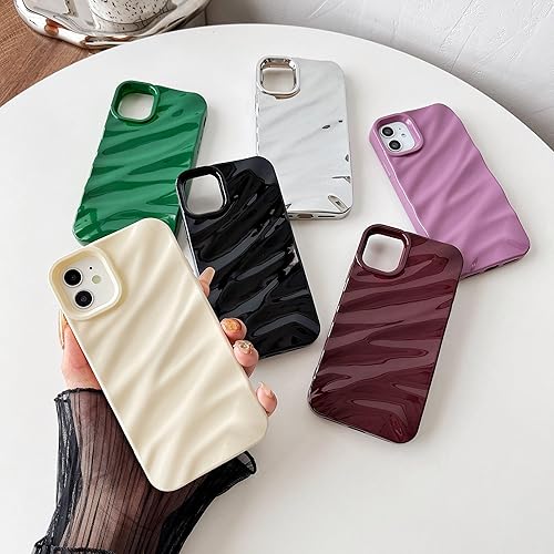 Miniatura 2 de Caseative Funda para iPhone 11, funda suave con forma de onda rizada con patrón de ondulación de agua (blanco)