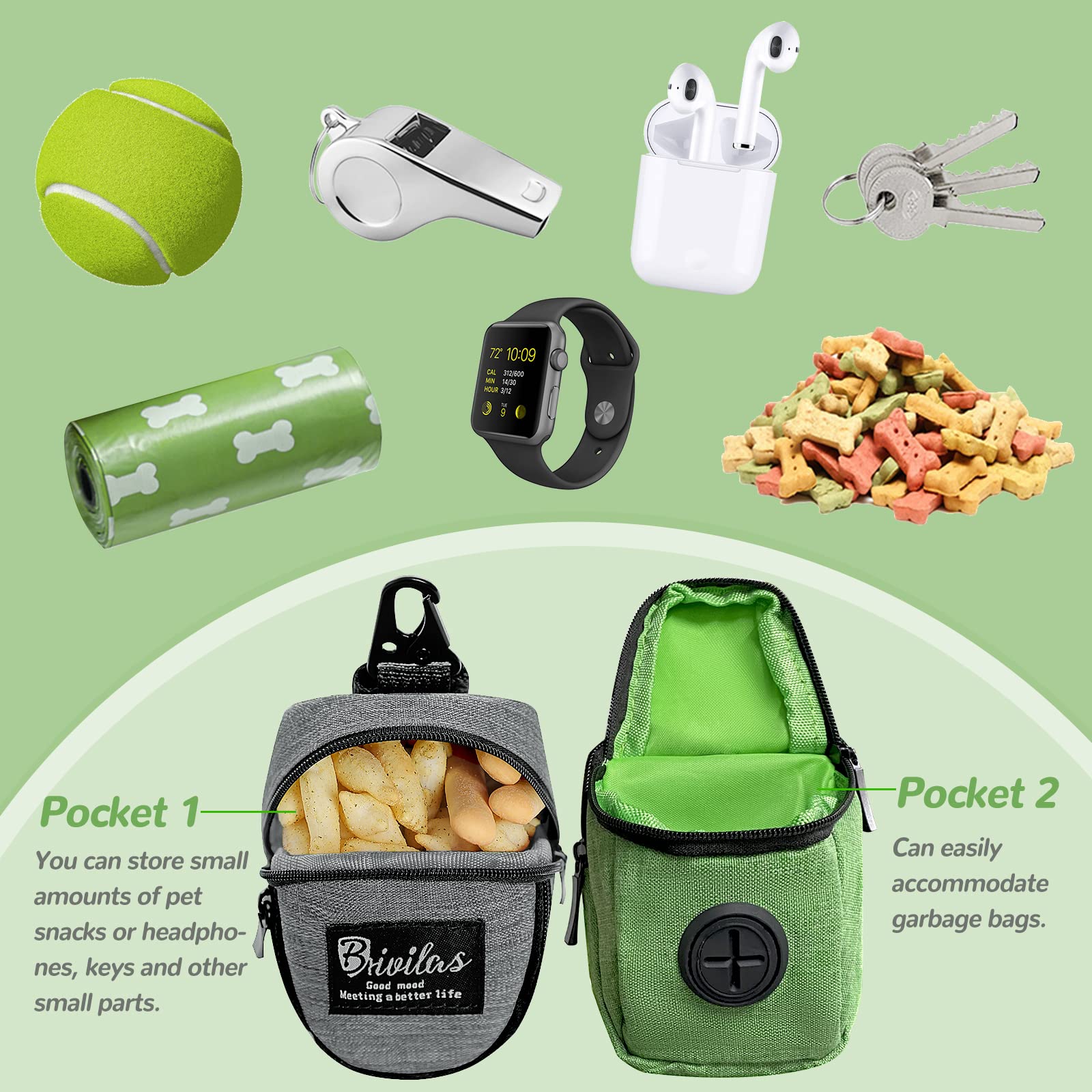 Grantop Dog Treat Pouch,Dispenser Pet Treat Waste Bags Pet Training Bag with Poop Bag Holder Puppy Training Walking Bag for Travel Walking - Image 3