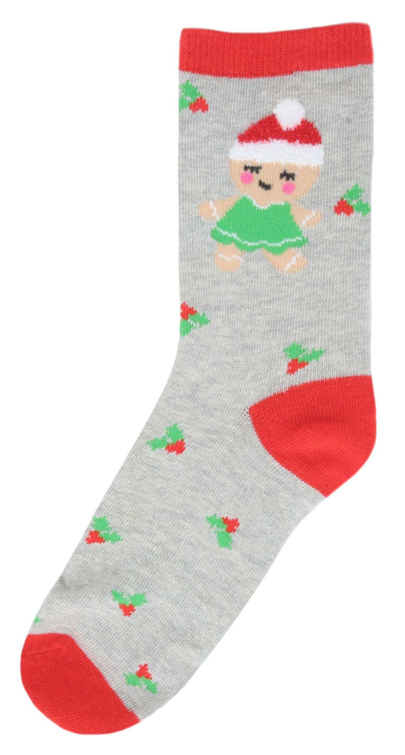 Rjm Grey Gingerbread Kids Cotton Rich Christmas Socks 4-6