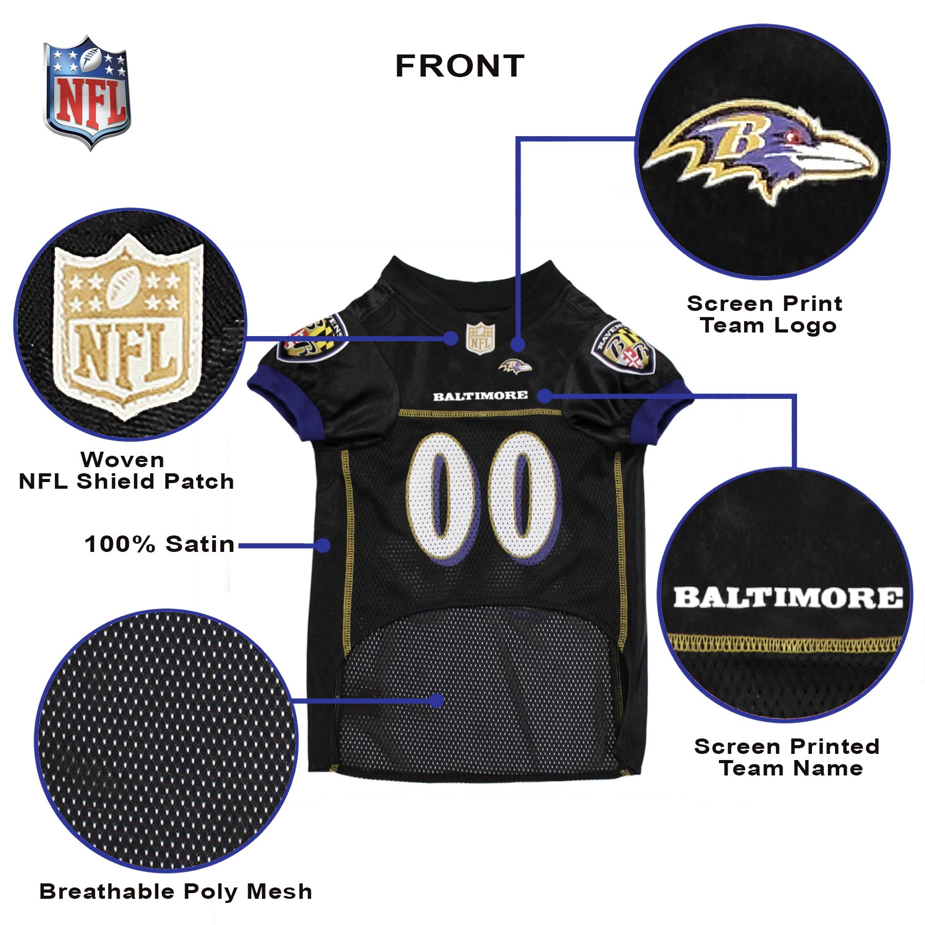 NFL-Haustiertrikot, Hundetrikot, American Football, lizenziertes American-Football-Trikot für Hunde, 32 NFL-Teams verfügbar, in 6 Größen erhältlich, Football-Haustiertrikot, Sport-Netztrikot, Hundetrikot