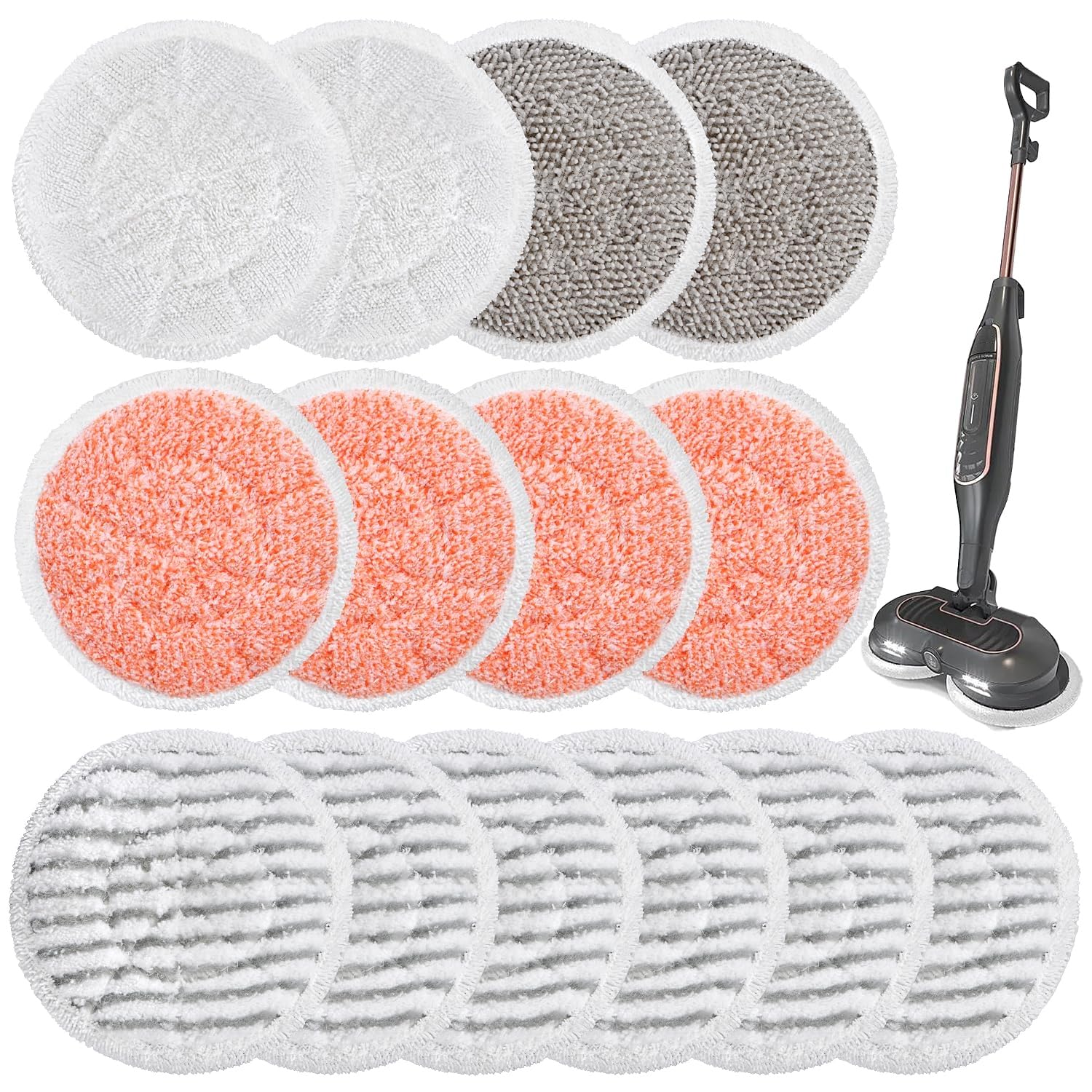 Paquete de 14 almohadillas de repuesto para mopa de vapor Shark S7001, recambios de microfibra lavables mejorados para la serie S8201/S8001/S7201/S7000, limpieza todo en uno y limpieza a