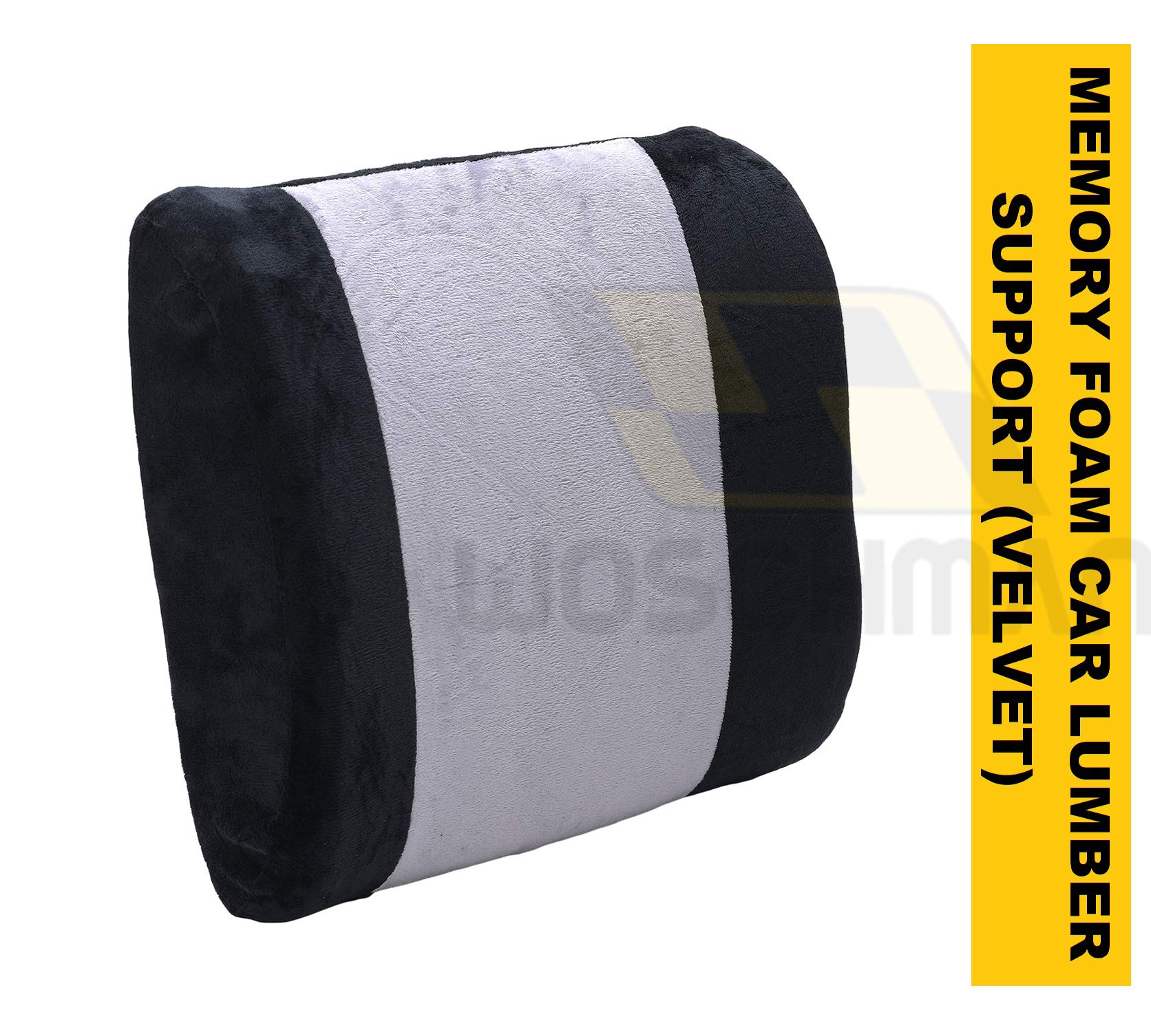 Woschmann- Lumbar Support Pillow for Car Office Home, Comes with Removable Washable Cover and Firm Insert to Ease Lower Back Pain and Discomfort While Improving Posture (Black & Grey)