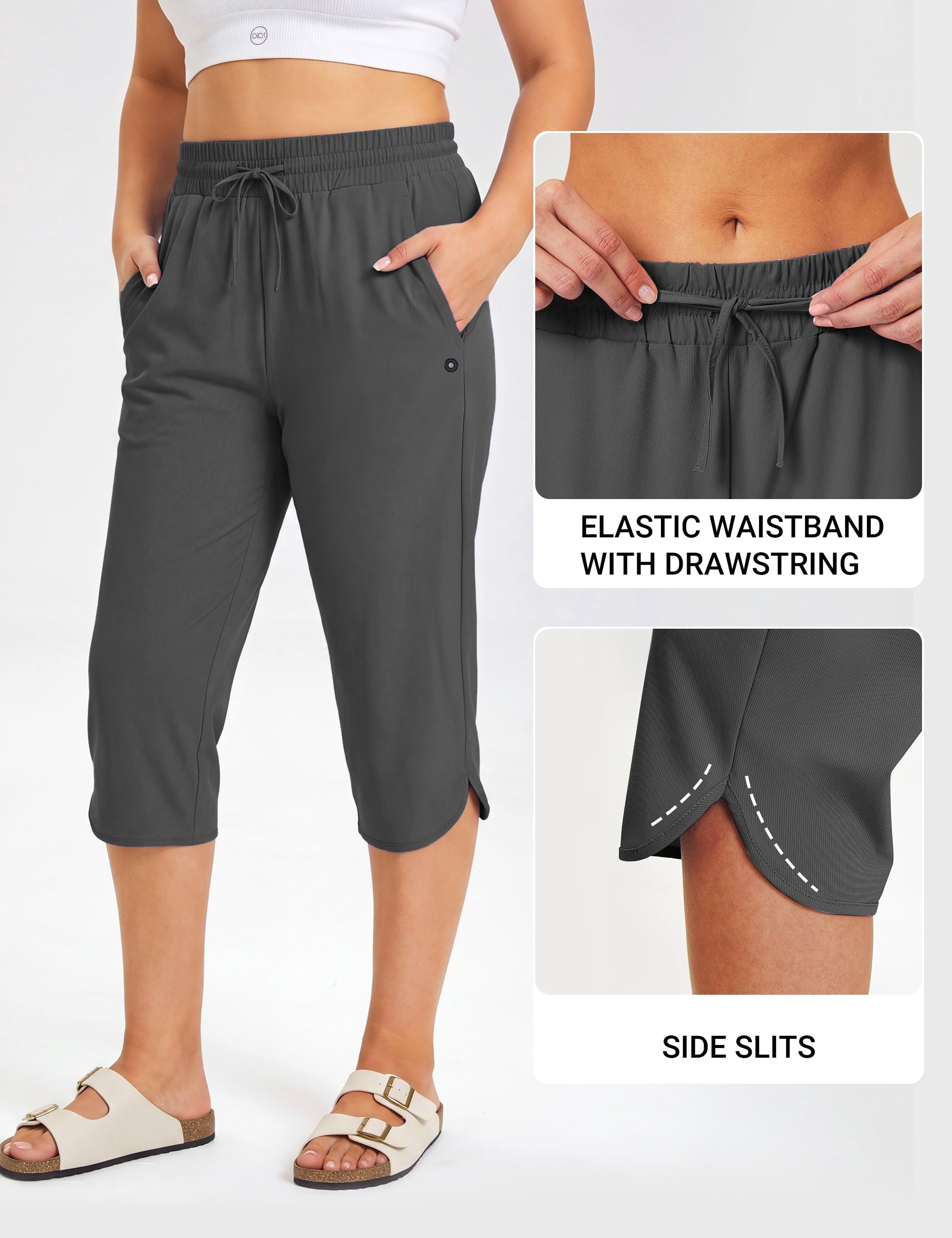 FitsT4 Capris de Natación para Mujer, Secado Rápido, UPF 50+, Baño Modestos con Bolsillos de Malla