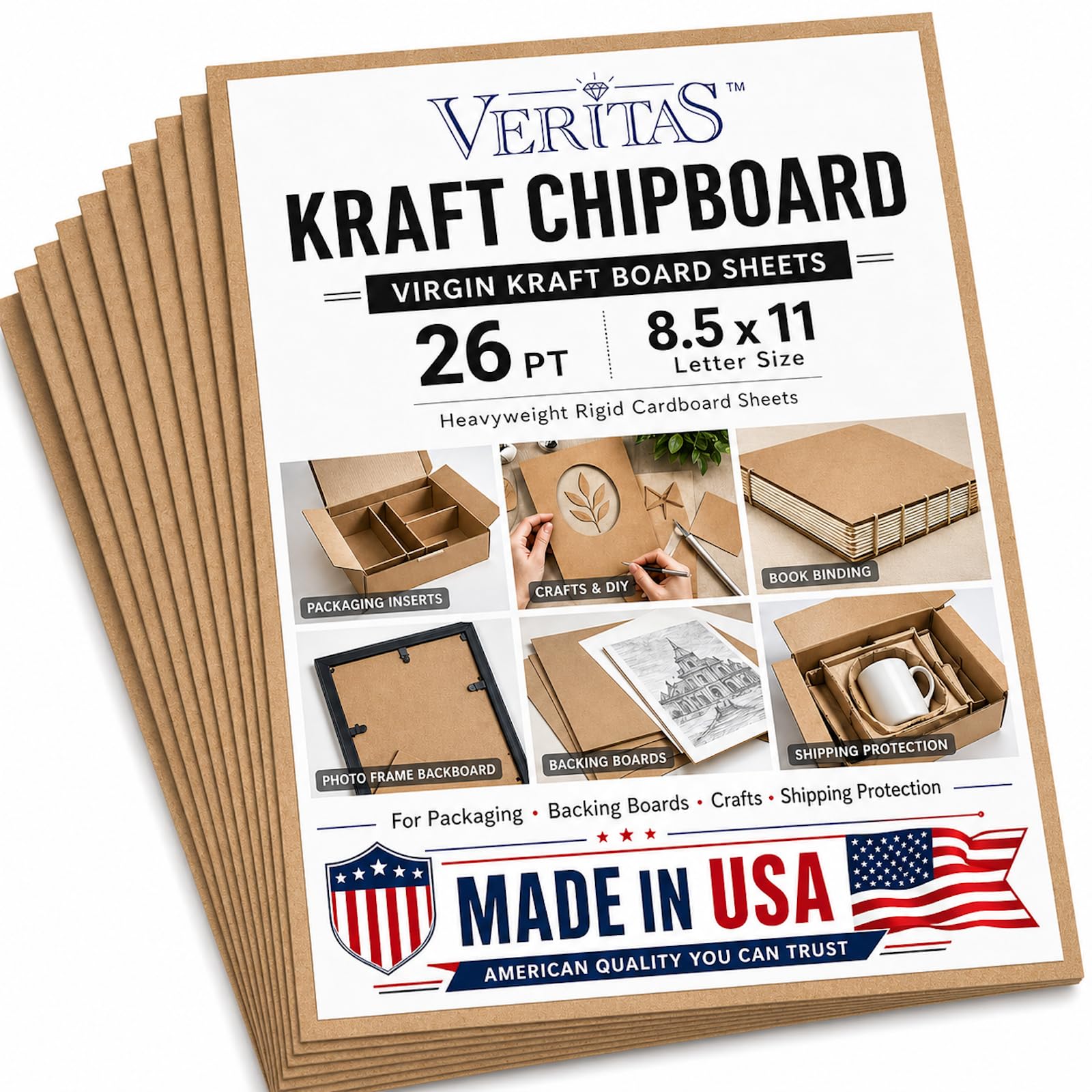 Hojas de aglomerado kraft WritePads de 26 puntos para manualidades y embalaje rígido de 8.5x11