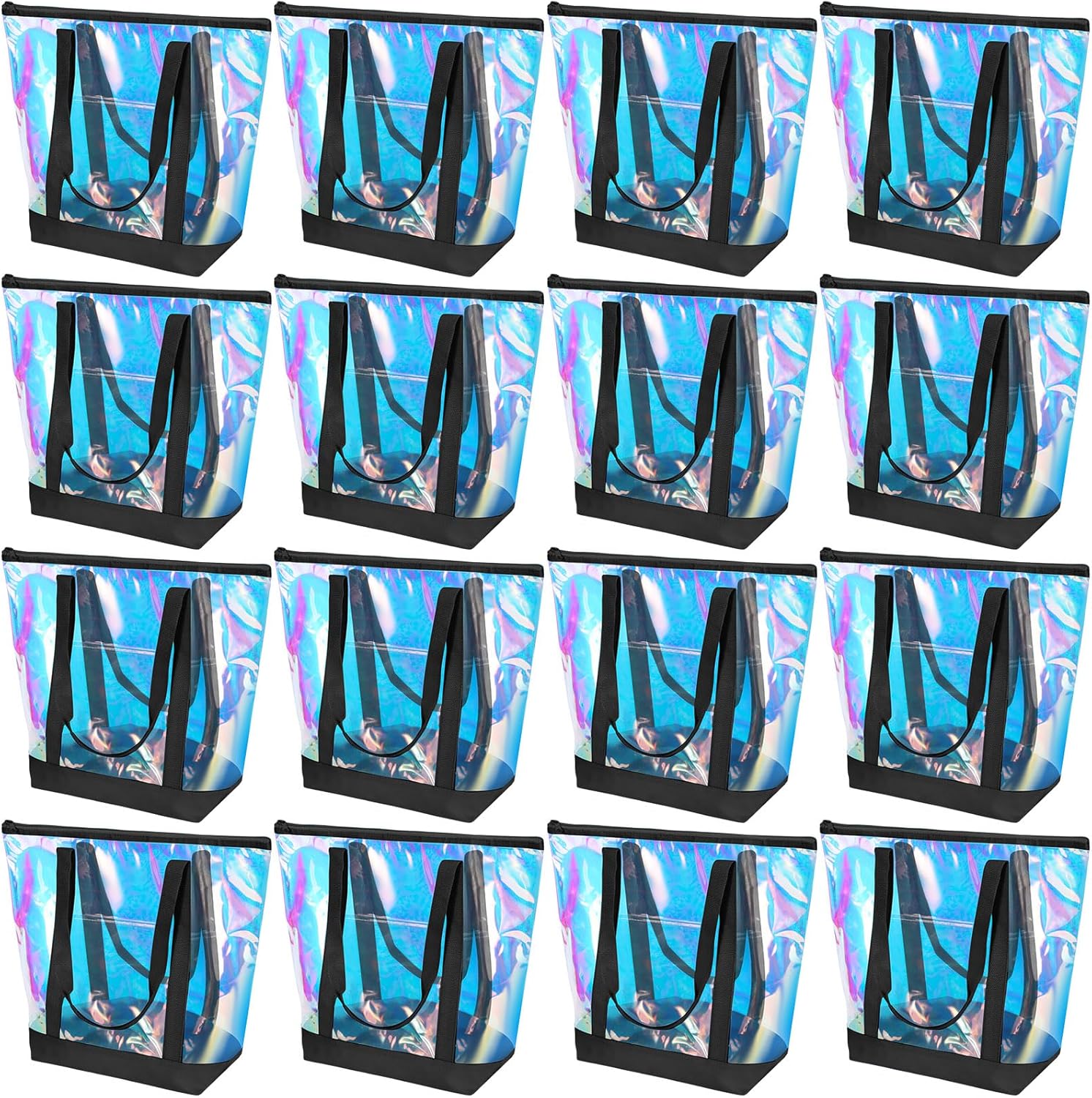 Silkfly Clear Tote Bags Bulk, PVC Shoulder Handbag, Security Approved See Through Bag with Zipper Closure for Work