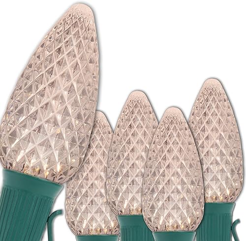 Miniatura 10 de Wintergreen Lighting 25 C9 OptiCore LED Luces Comerciales de Navidad para Exteriores – Luces de Cadena de Navidad de Servicio Pesado; Cable Verde