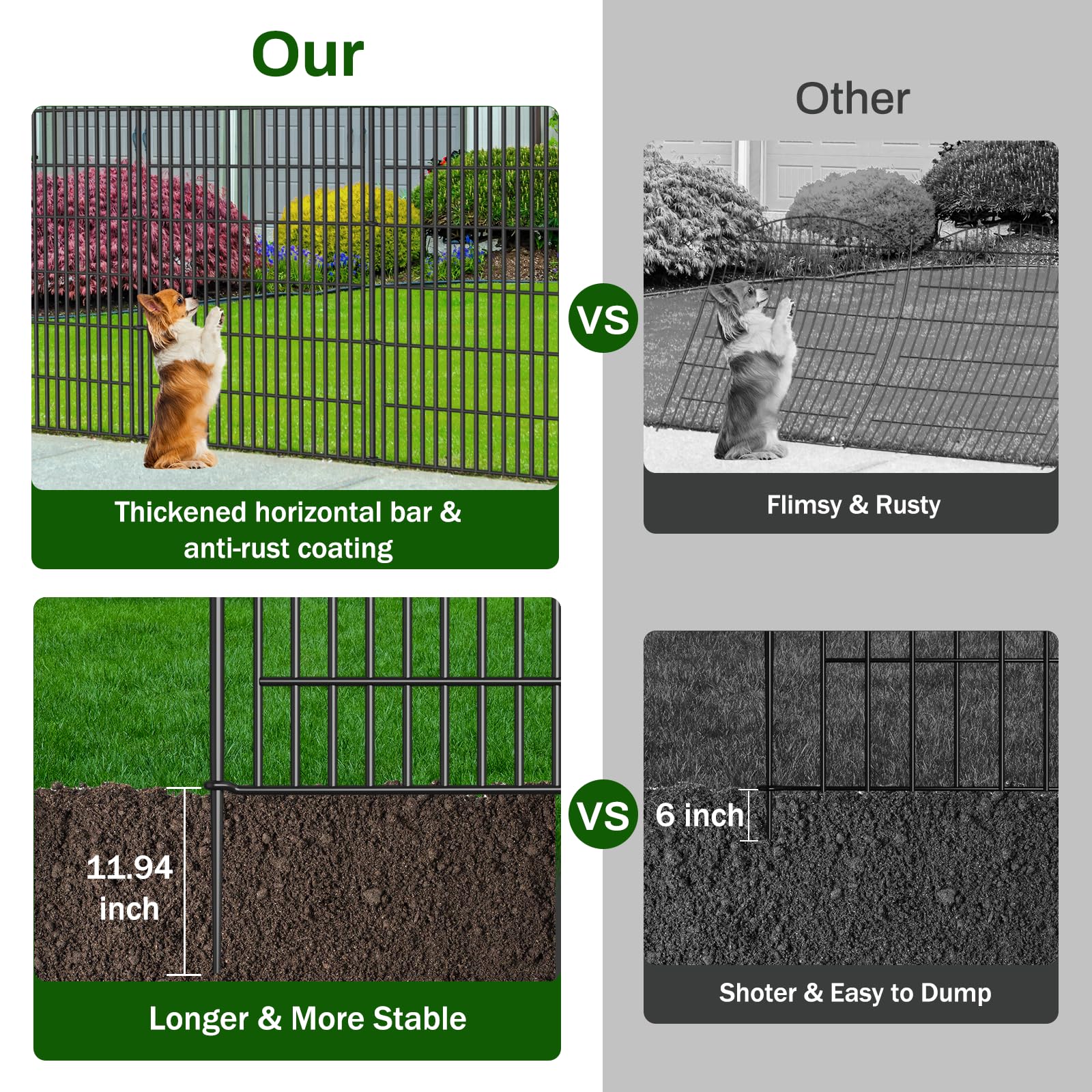 ADAVIN Grande Clôture De Jardin 81,3 Cm (H) 12 Panneaux Au Total 8,6 M