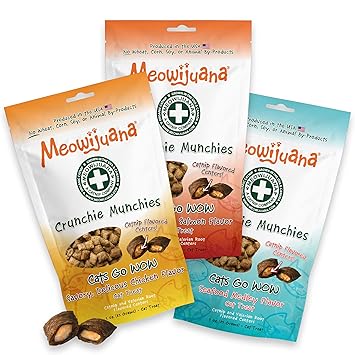 Meowijuana Crunchie Munchie - Combination of 1 Chicken, 1 Salmon, and 1 Tuna Treats