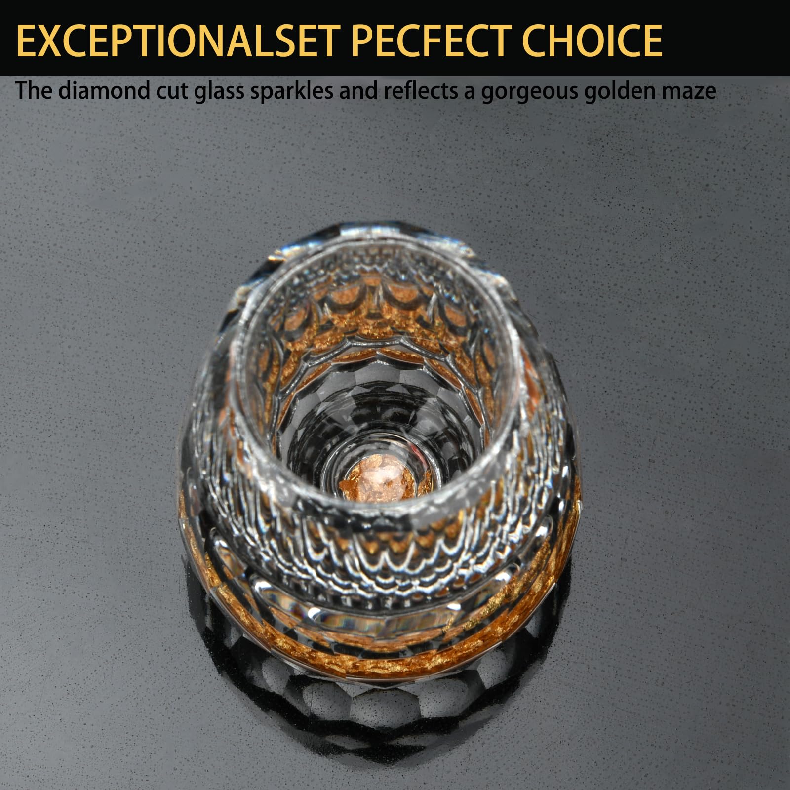 BSDLZCH Crystal Shot Glasses Set of 6, 15ml Reusable Gold Glass with Heavy Base, Decorated with 24K Gold Leaf Flakes - Image 4
