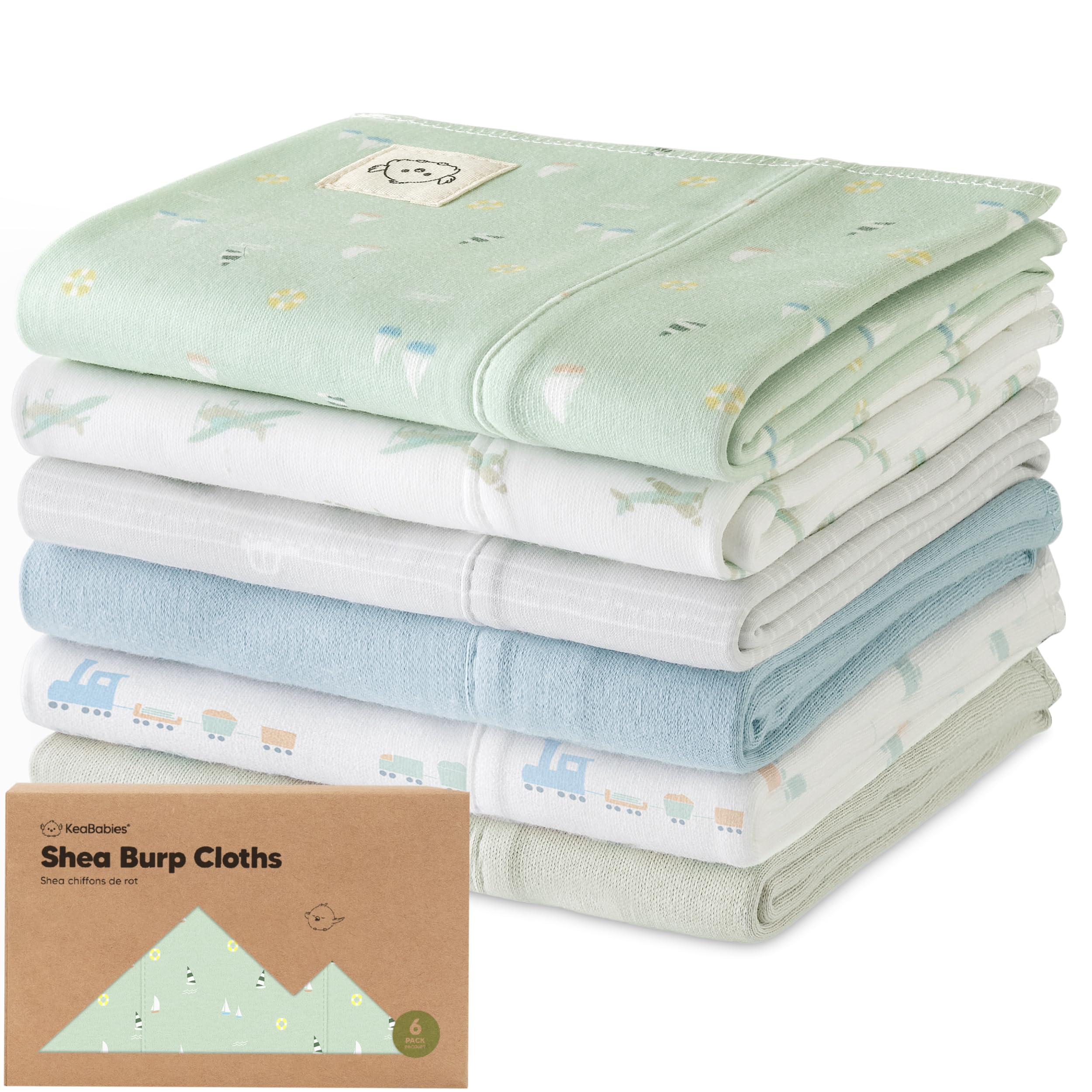 Organic Burp Cloths Baby Boy, Girl - 6-Pack Large 100% Cotton Burping Cloths for Babies, Spit Up Rags, Super Absorbent, Ultra Soft Newborn Rag, Gender