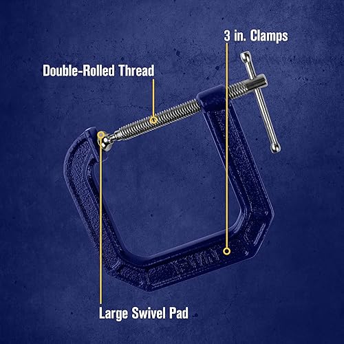 Miniatura 5 de IRWIN Tools QUICK-GRIP Serie 100 - Abrazadera en C para garganta profunda 3 pulgadas por 4 12 pulgadas 225134
