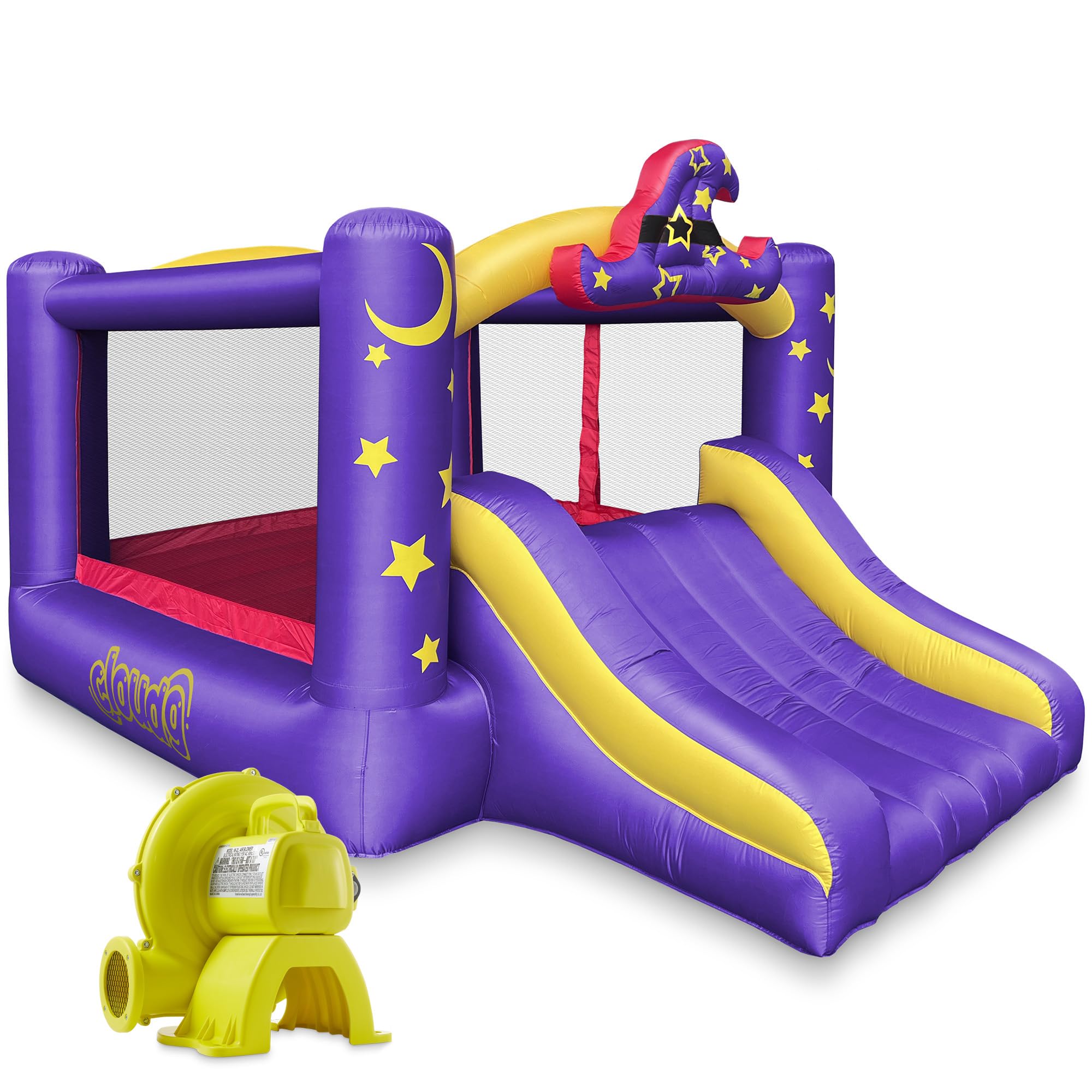 Cloud 9 Inflatable Bounce House and Blower, Wizard Theme Bouncer for Kids with Slide and Jumping Area