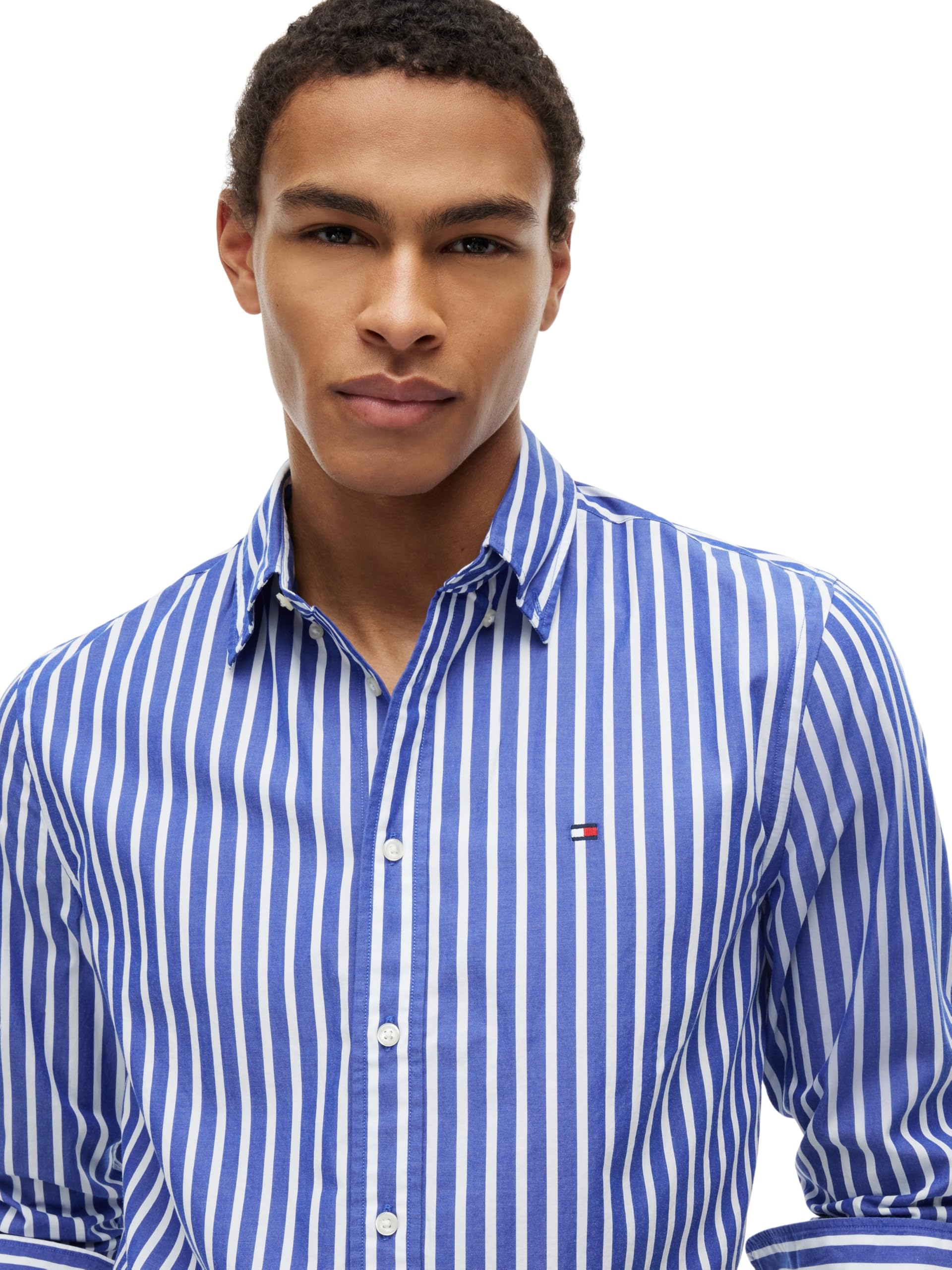 Tommy Hilfiger Herren Flex Poplin Seasonal Stripe Sht Mw0mw43315 L/S Shirt (1er Pack)