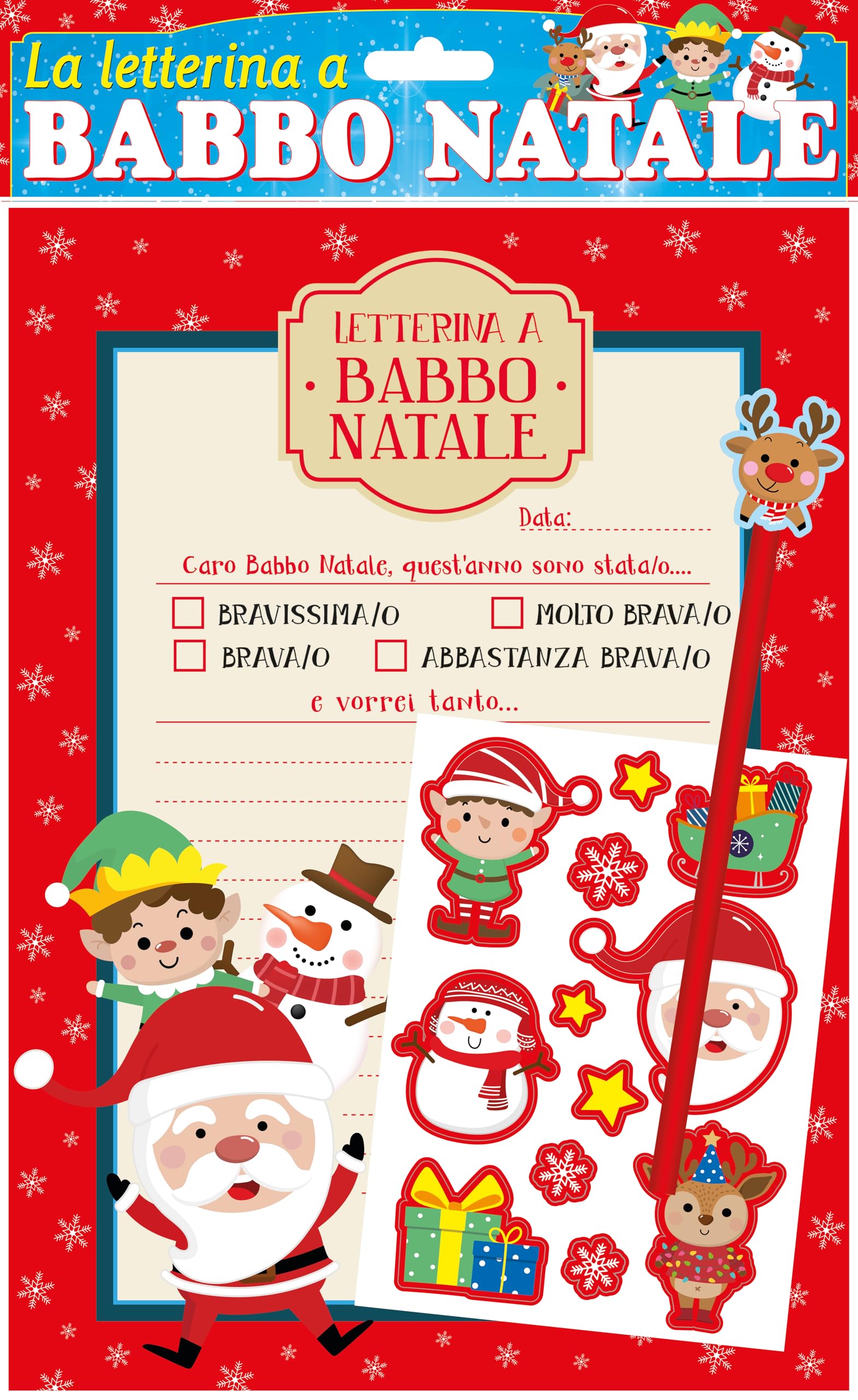 EURO PUBLISHING Letterina a Babbo Natale - cm 29,5x21 (include 2 letterine+1 busta lettera +12 stickers +1 matita+1 gomma)