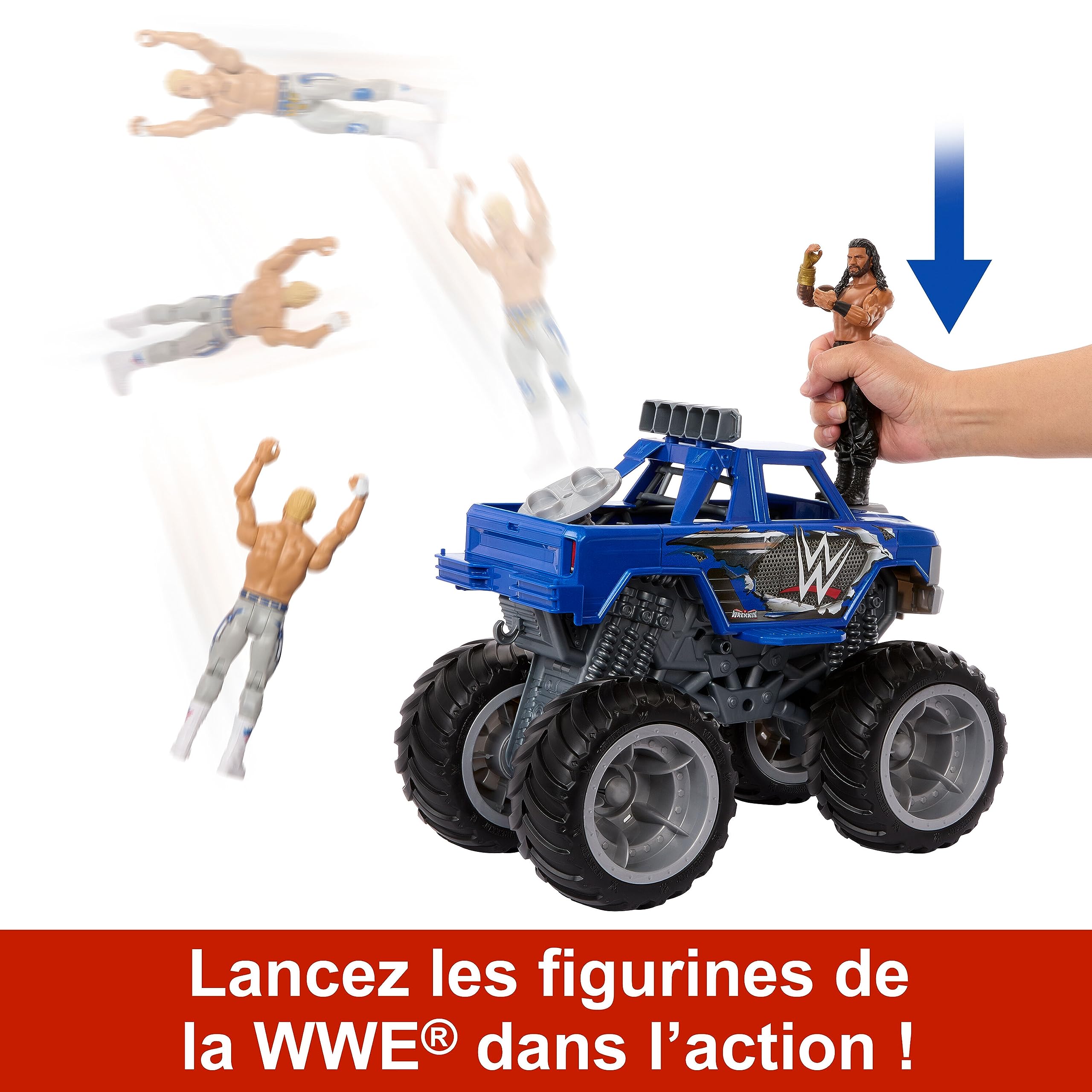 Mattel WWE Wrekkin Slam Crusher Véhicule Monster Truck avec 8 parties amovibles, Dès de 6 ans, HPG36