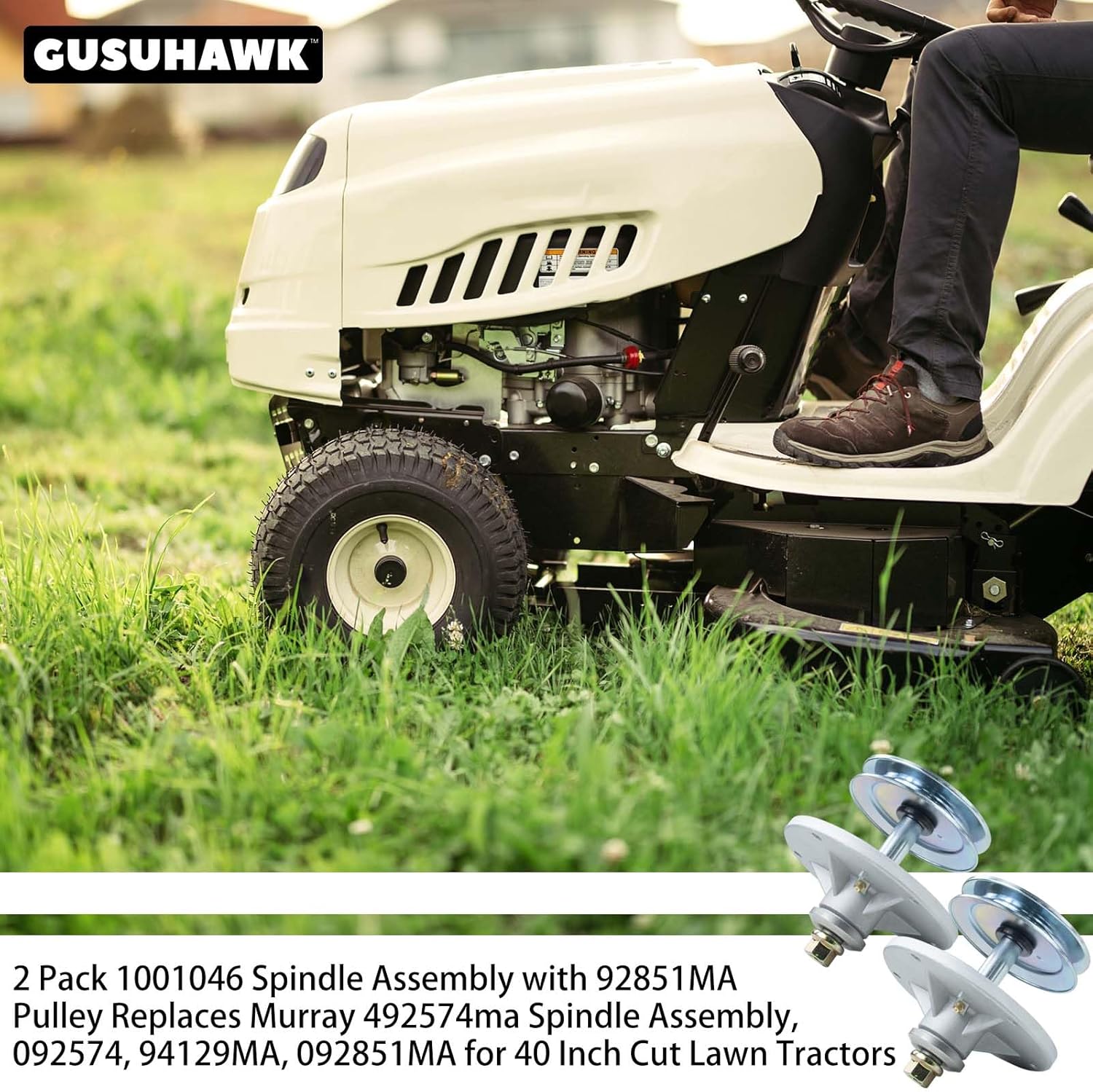 2 Pack 1001046 Spindle Assembly with 92851MA Pulley Replaces 1001046 Spindle Assembly, Jackshaft Housing 492574MA, 92574 Spindle Assembly, 092574 Spindle Assembly for Murray 40 inch Tractors