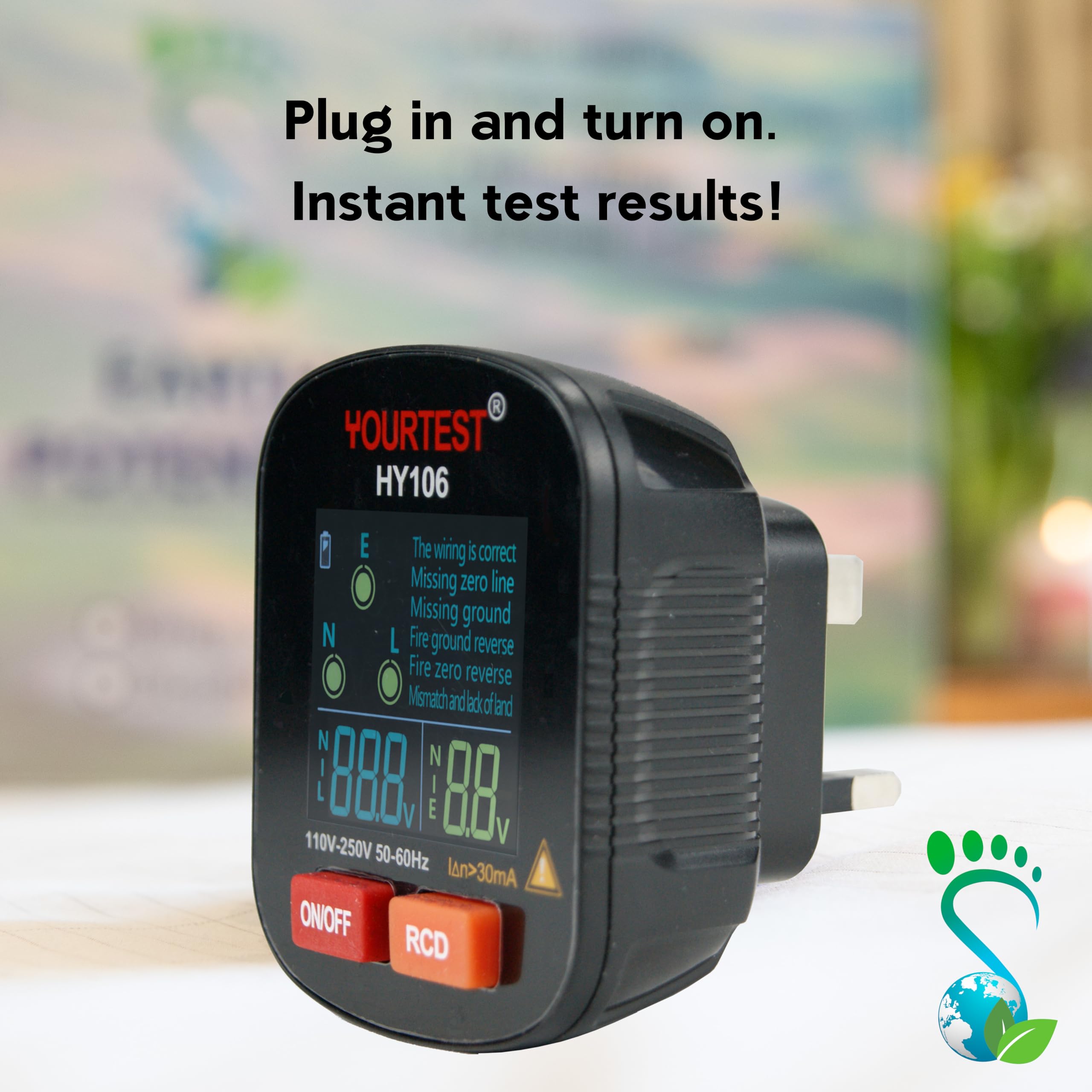 Digital Full Screen Socket Tester, Mains Outlet Tester with LCD Voltage Meters and Connectivity Display, RCD Tester, Measures Live-Neutral and Neutral-Earth, Fault Indication for Missing Connection - Image 4