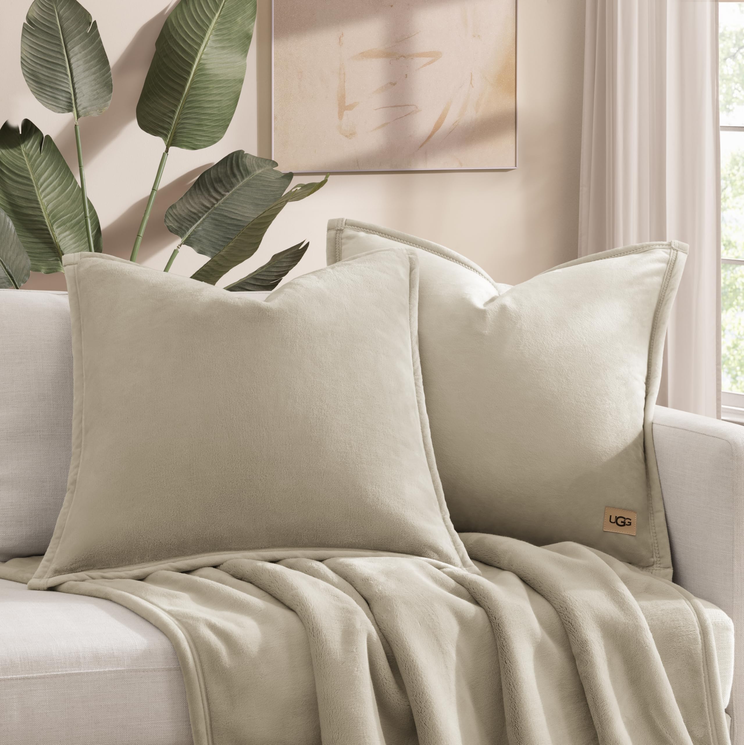 UGG Coco 2-Pack Decorative Pillows, Plush Fleece Throw Pillows, Ivory — product photo