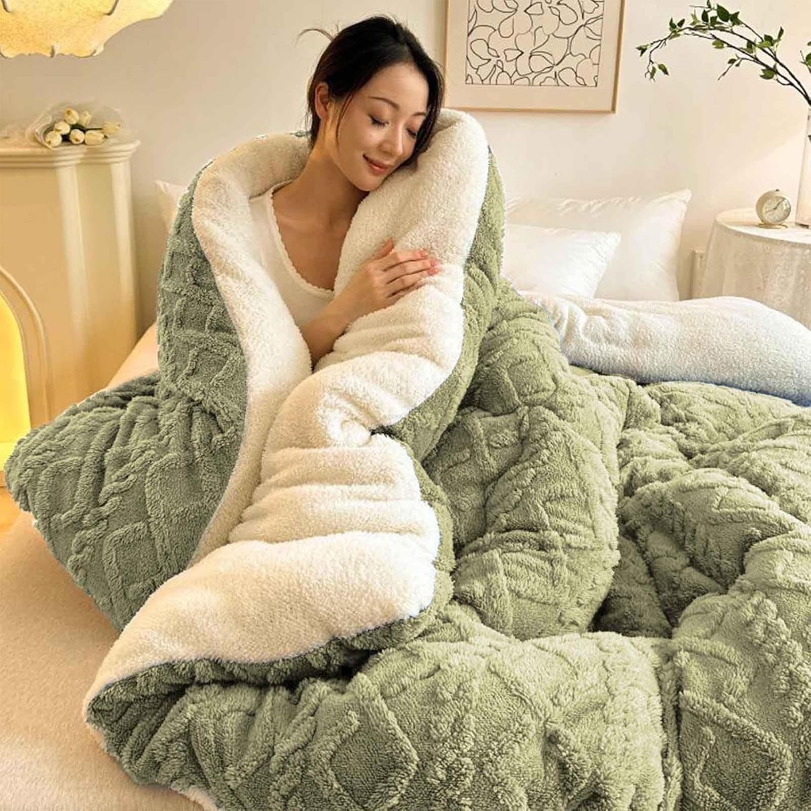 Yedaoiu Thickened Double Comforter Winter Coverless Duvet,Soft Fluffy Lamb Fleece Quilt, for Extreme Cold, Double Sided Fluffy Fleece Blanket for Cozy Nights-150 * 200cm/3kg||004