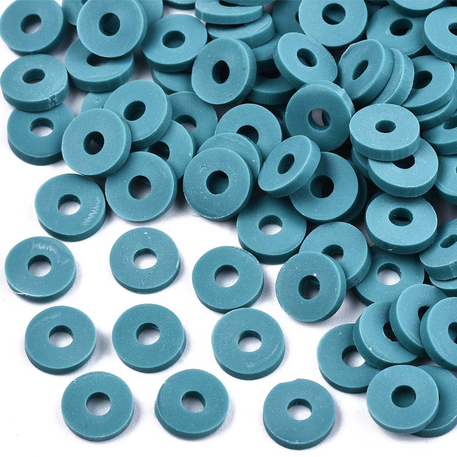 Cheriswelry 1175pcs 6mm Flat Round Polymer Clay Beads Disc Handmade Heishi Loose Spacer Beads for Necklaces Bracelets Jewelry Making,Dark Cyan