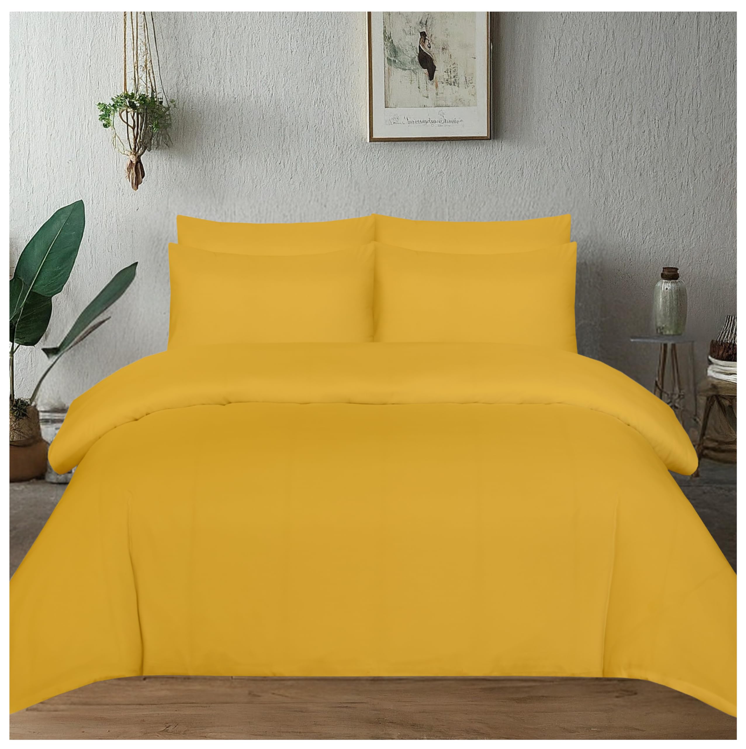 J.din Yellow Super King Duvet Cover Sets Ochre - Soft Brushed Microfiber