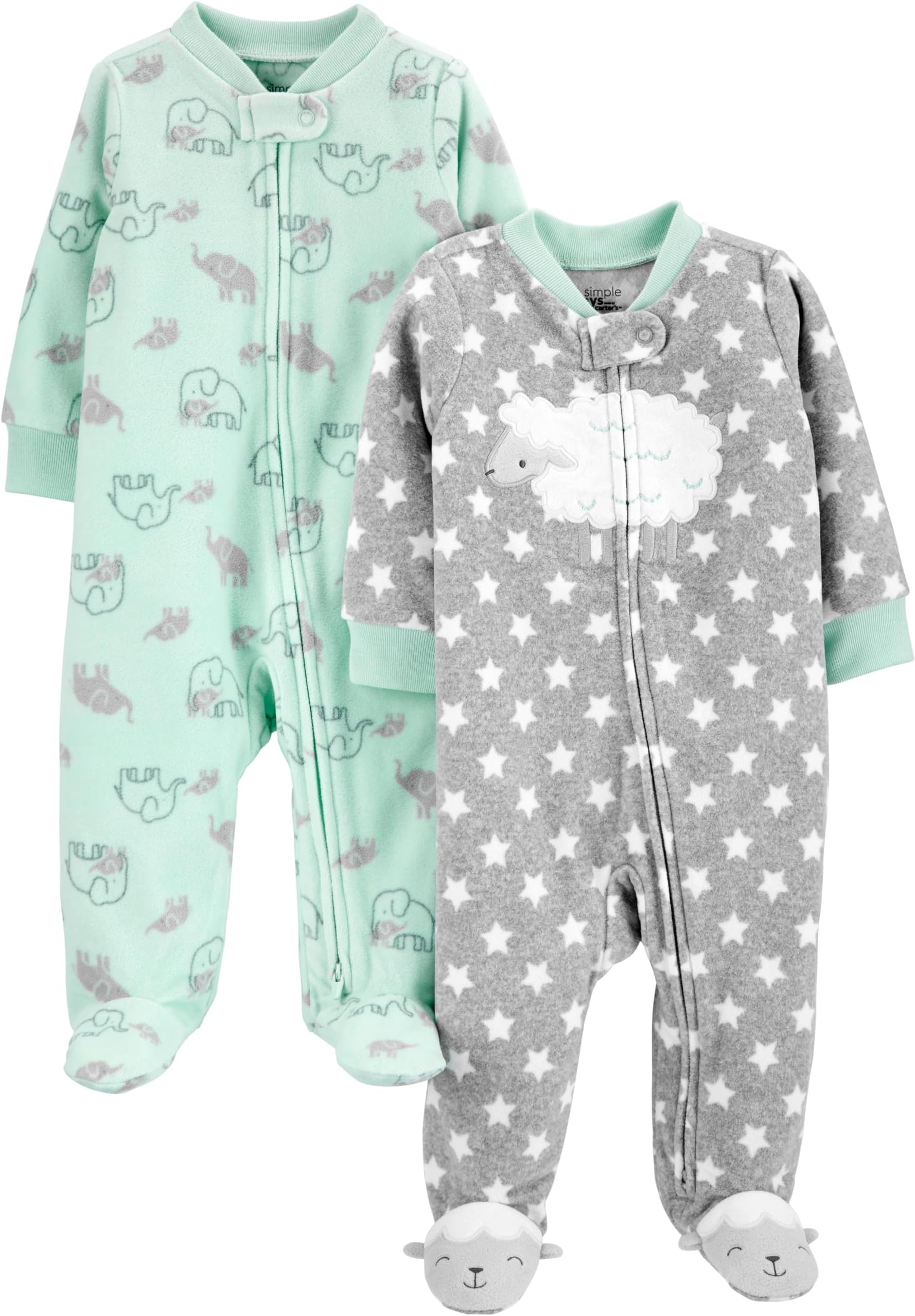 unisex-baby 2-pack Neutral Fleece Footed Sleep and Play