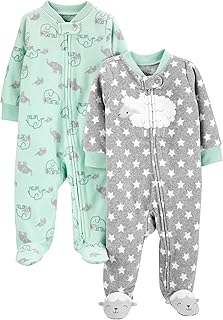 Simple Joys by Carter's unisex-baby 2-pack Neutral Fleece Footed Sleep and Play OEKO-TEX STANDARD 100